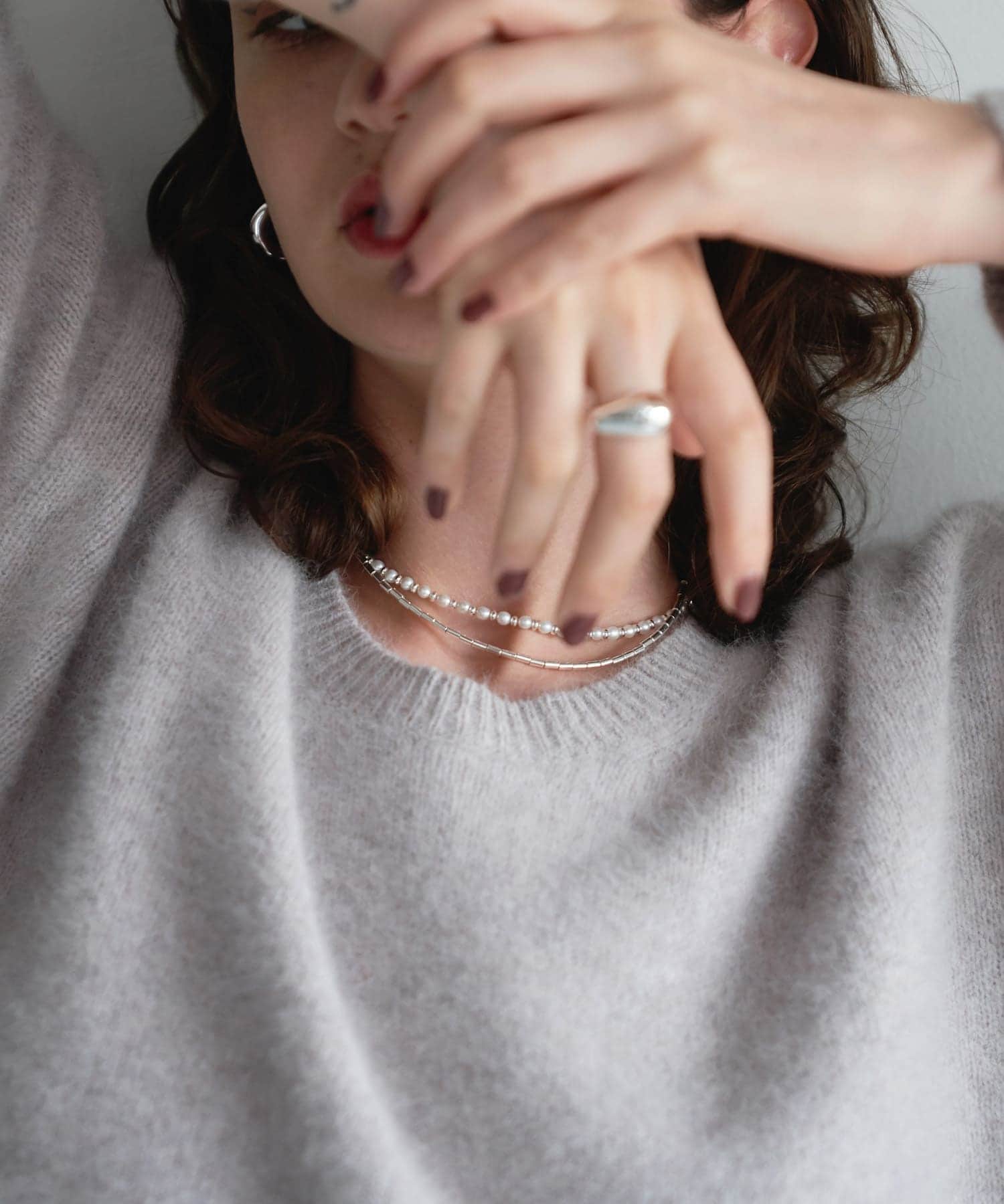 decor『デコール』　Hematite Pearl Choker SILVER -