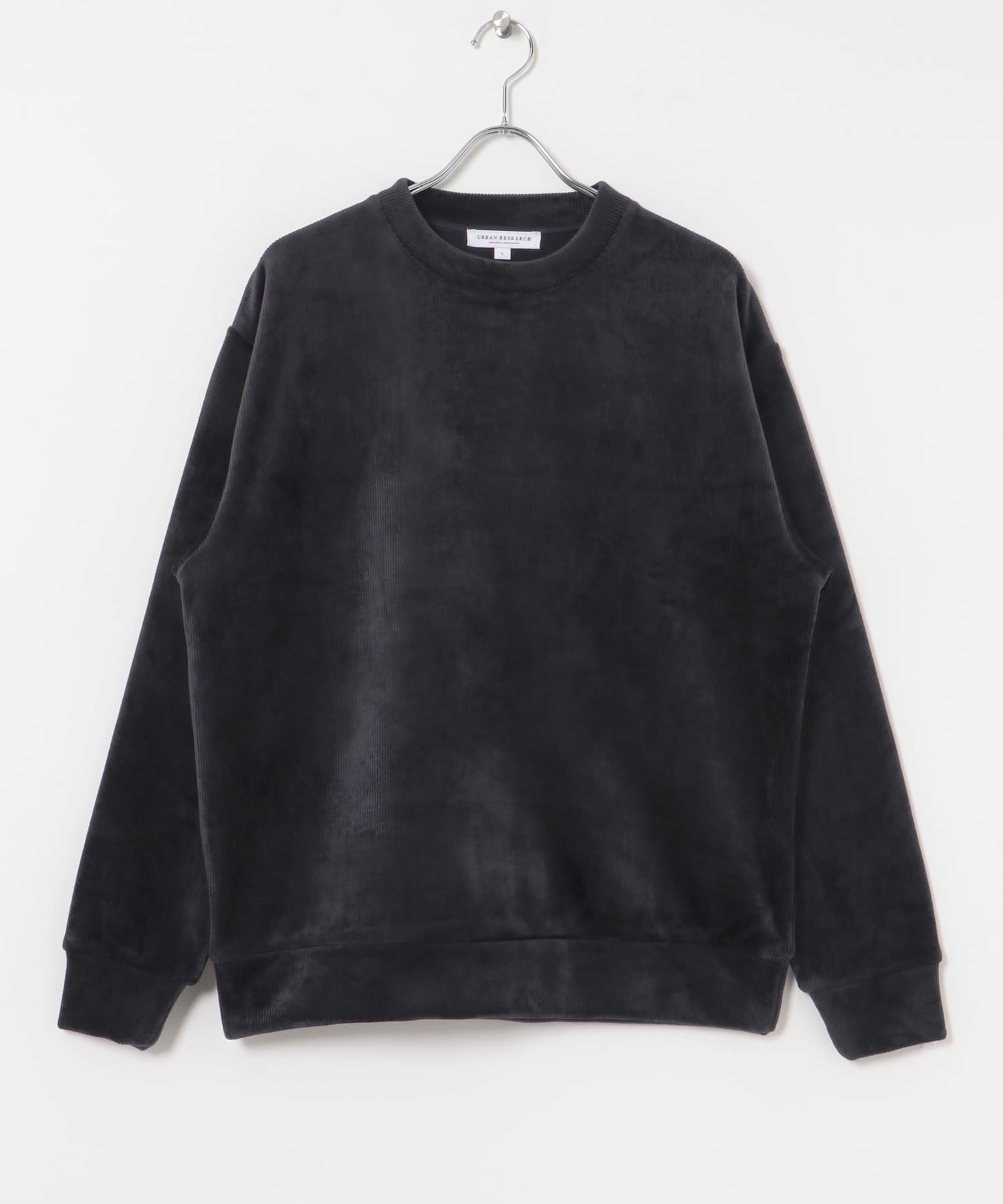 ニットコーデュロイクルーネック NAVY M