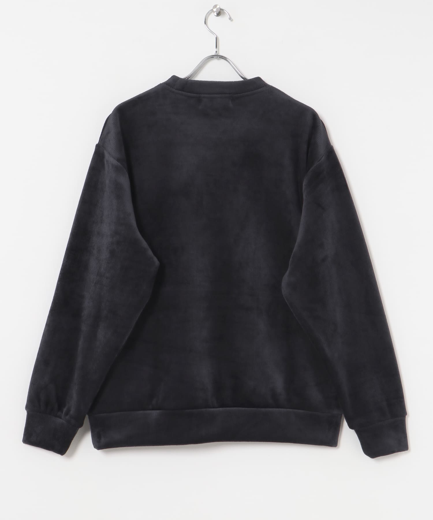 ニットコーデュロイクルーネック NAVY M