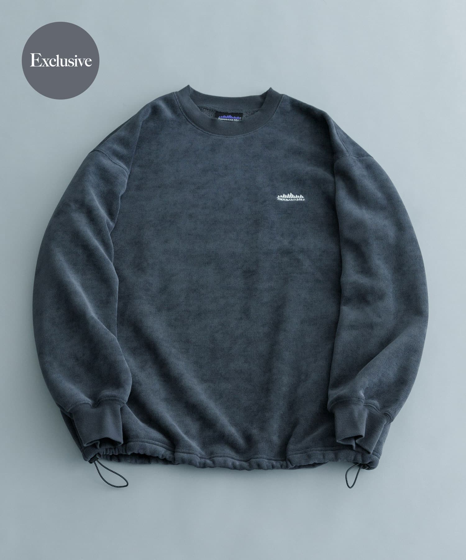 『別注』THOUSAND MILE×UR　ニットフリースクルーネックプルオーバー CHARCOAL M