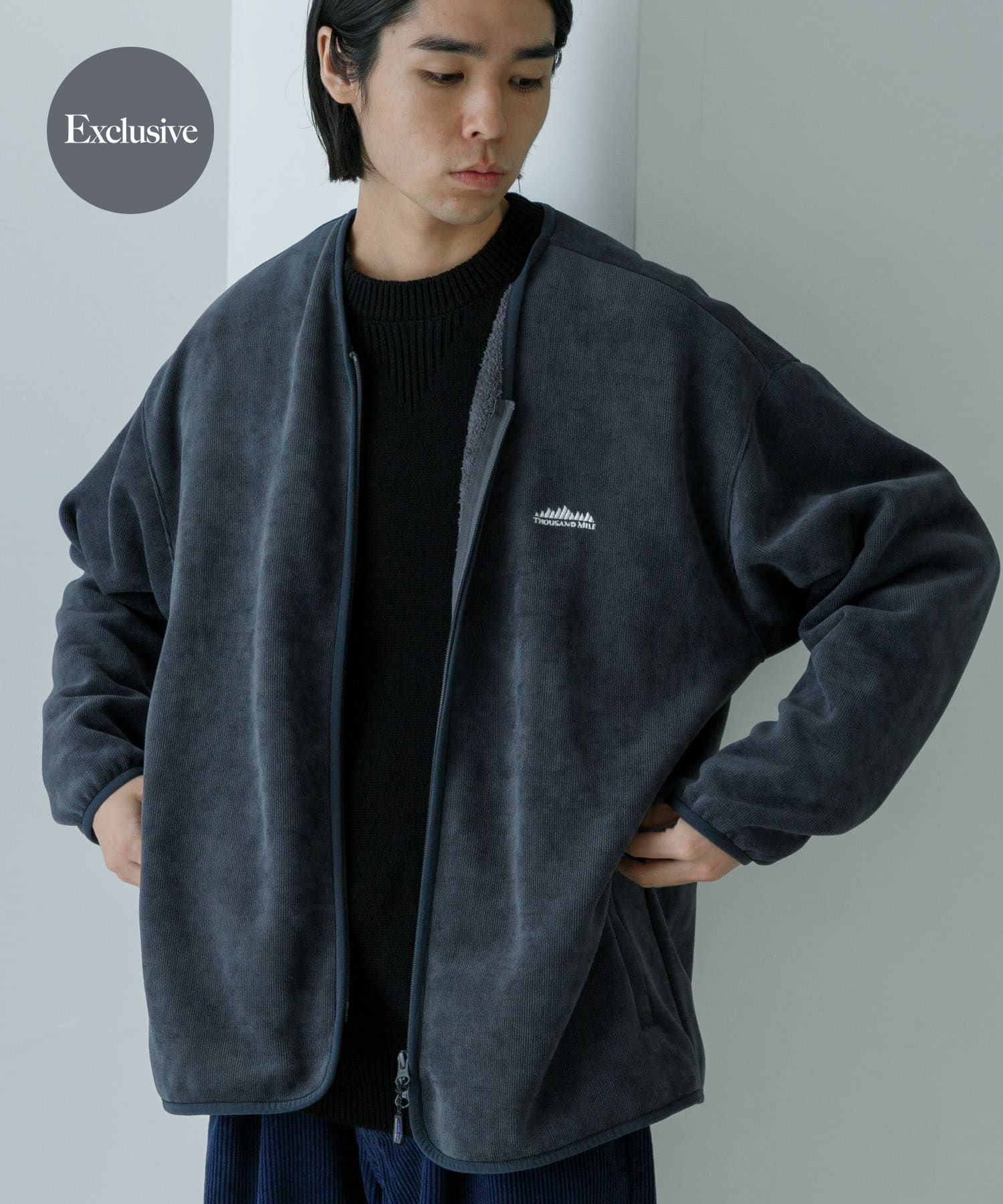 『別注』THOUSAND MILE×URBAN RESEARCH　ニットフリースカーディガン