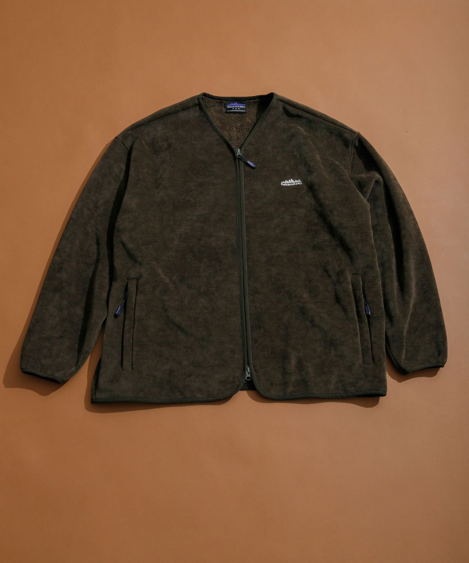 『別注』THOUSAND MILE×URBAN RESEARCH　ニットフリースカーディガン KHAKI L
