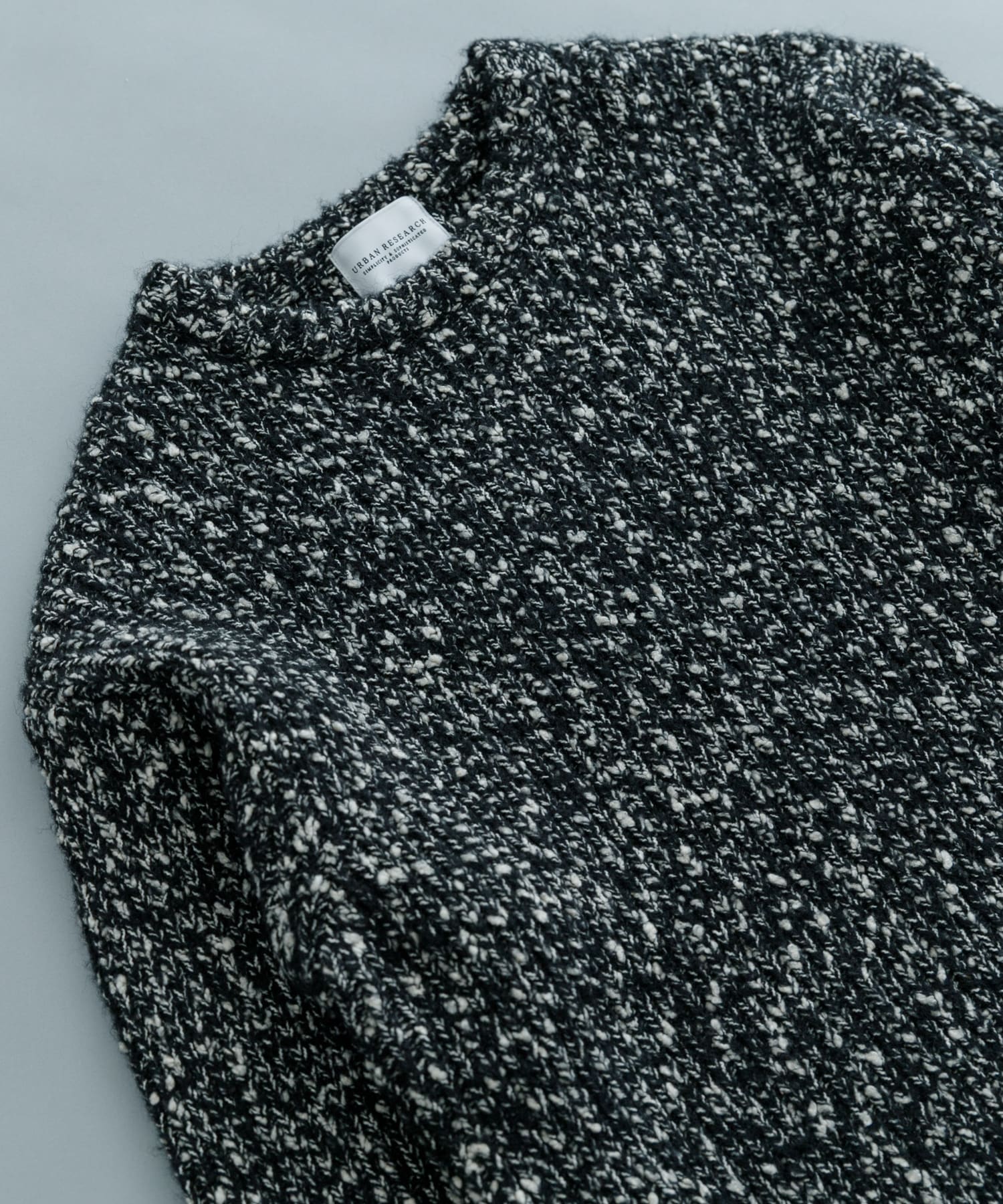 MIX SLUB PLAIN STITCH CREW-NECK BLACK M