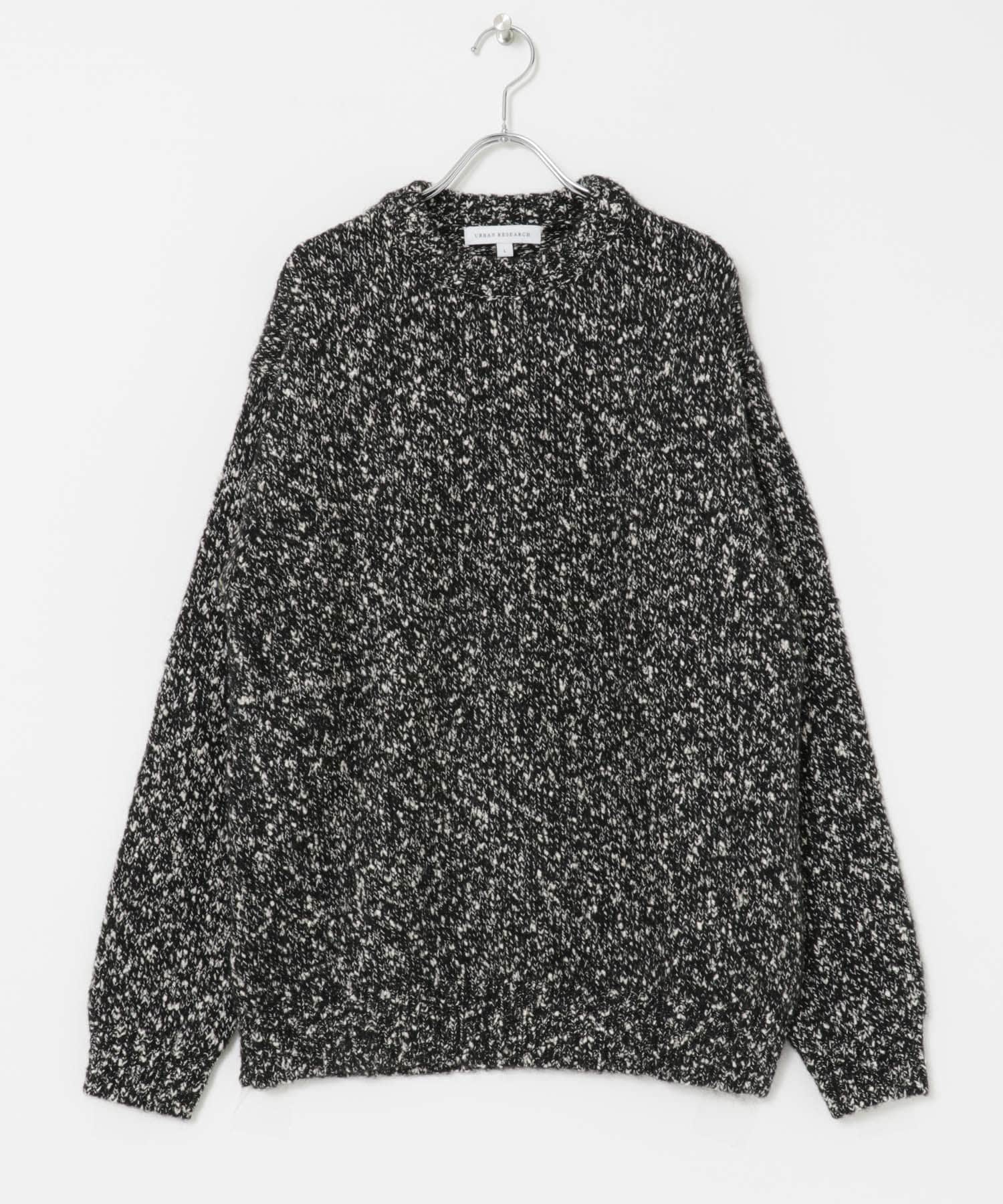 MIX SLUB PLAIN STITCH CREW-NECK BLACK M