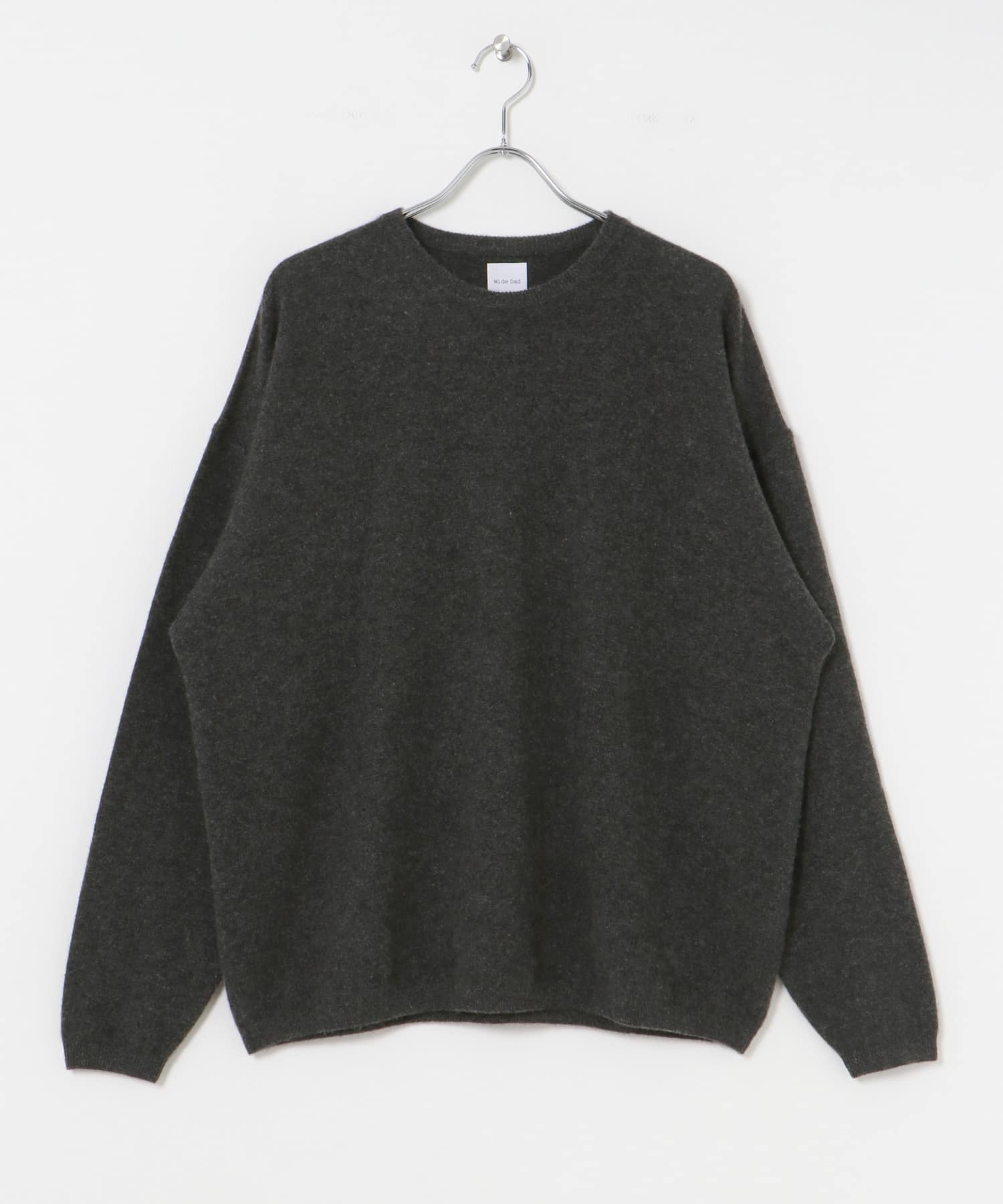 SUPER WIDE CASHMERE CREW NECK CHARCOAL 1
