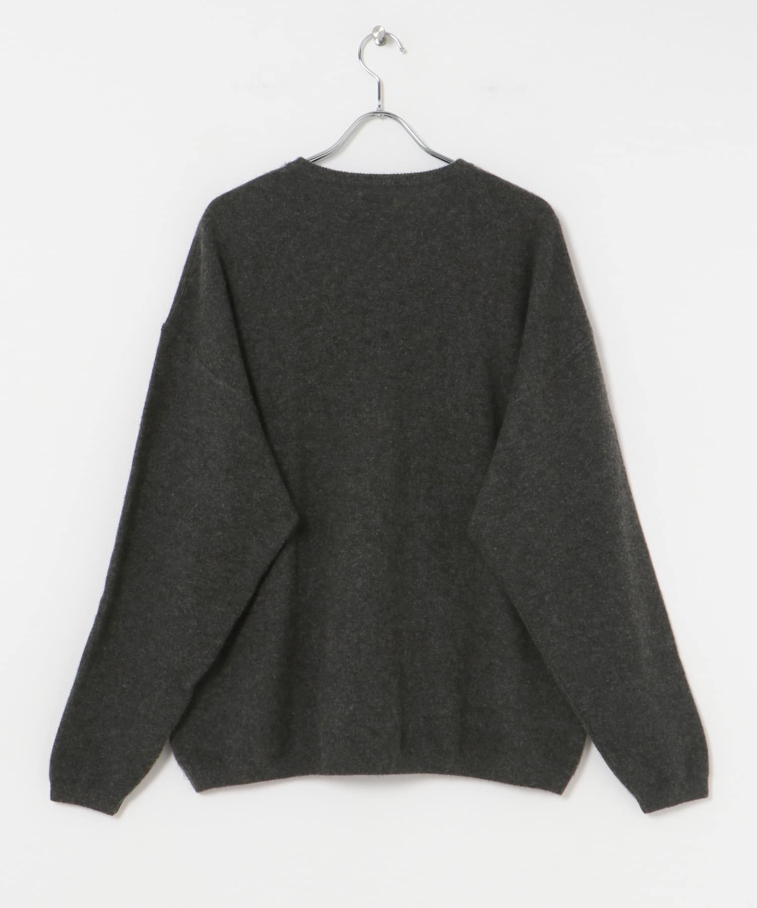 SUPER WIDE CASHMERE CREW NECK CHARCOAL 1
