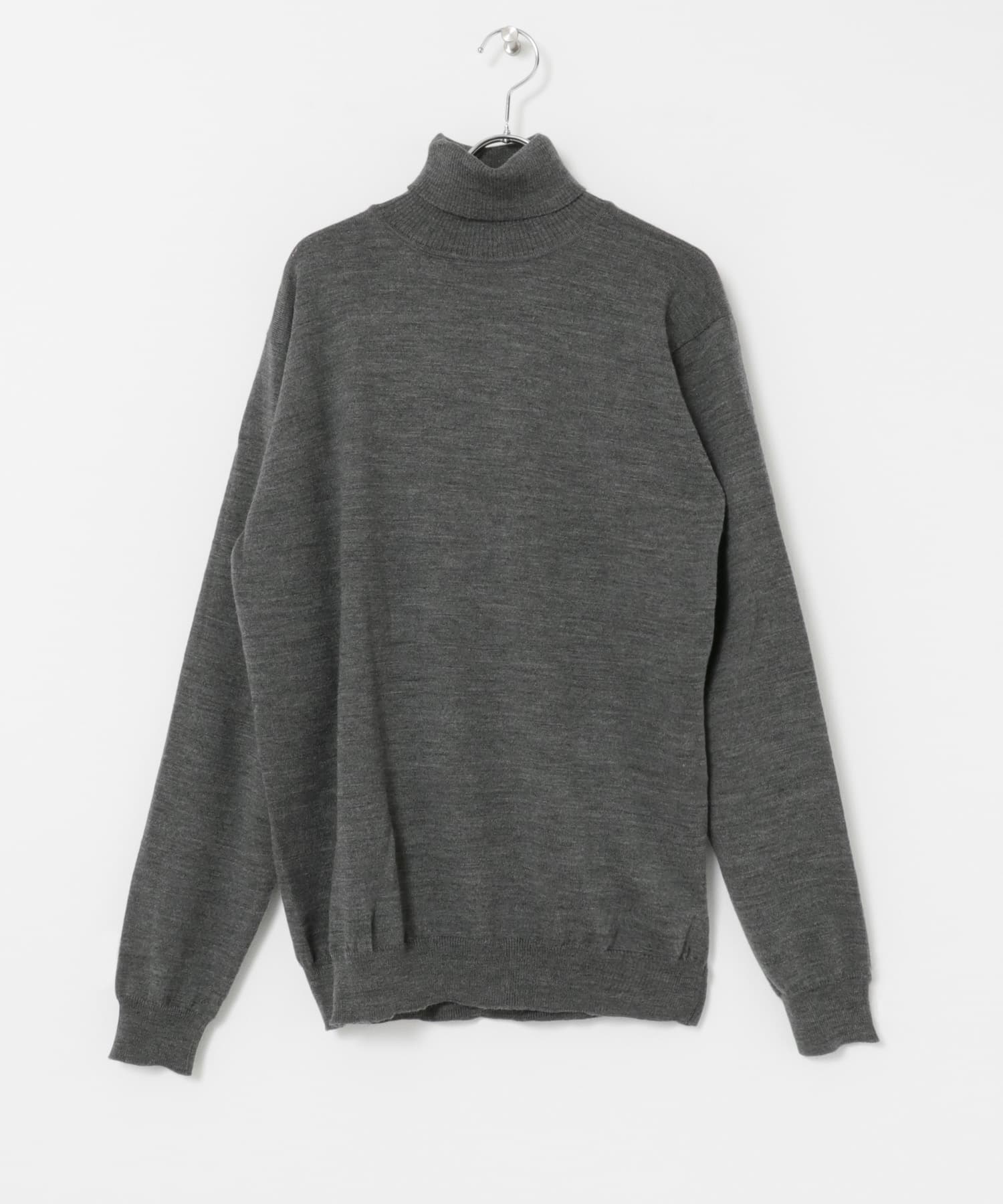 『洗濯可』WASHABLEウールハイゲージタートルネック CHARCOAL M