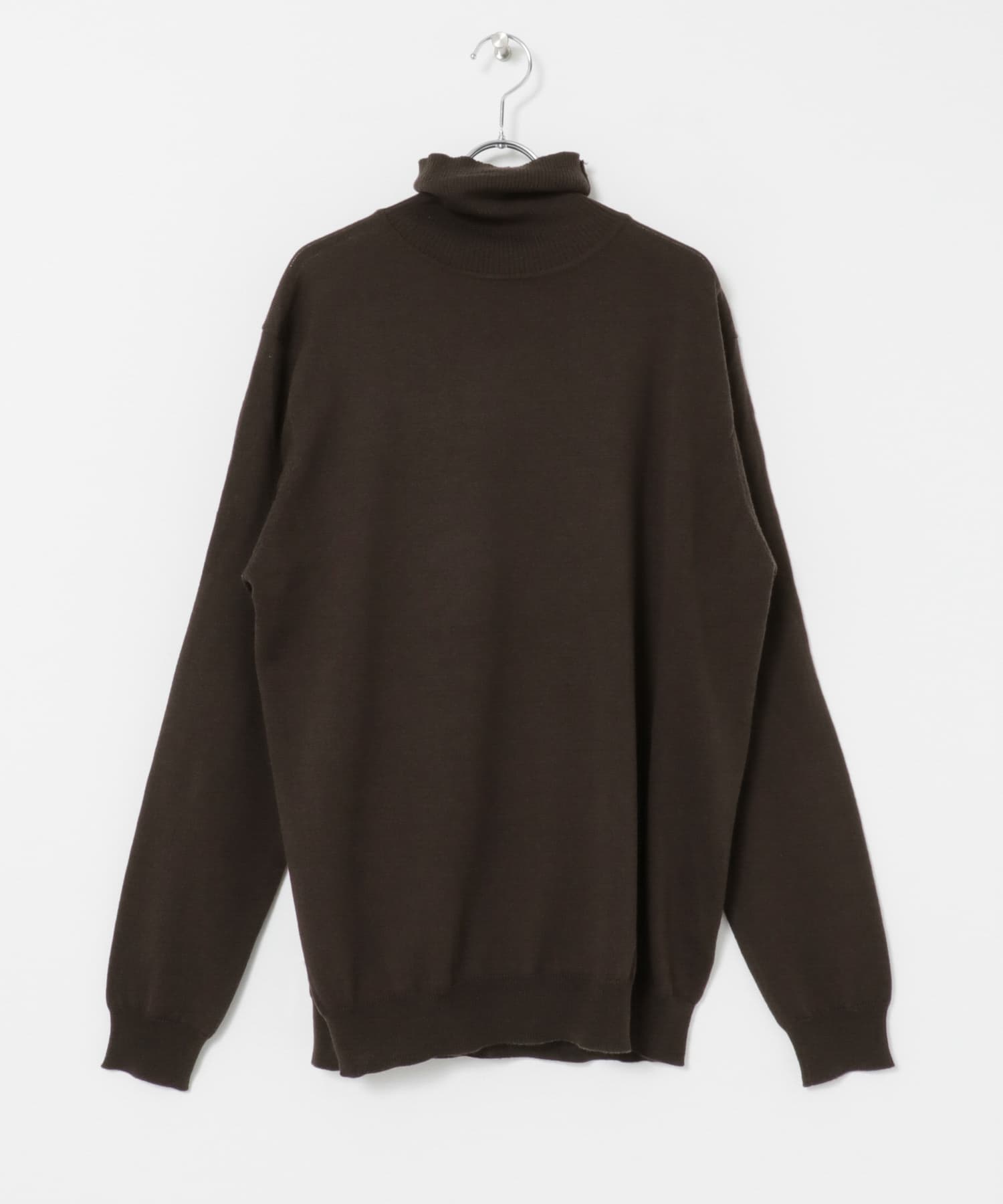 『洗濯可』WASHABLEウールハイゲージタートルネック BROWN M