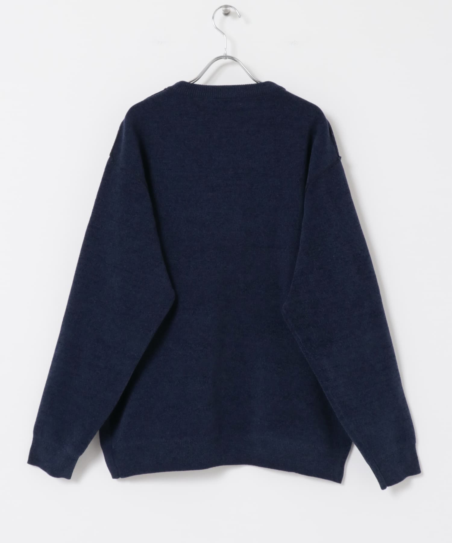 Wフェイスクルーネックニット NAVY M