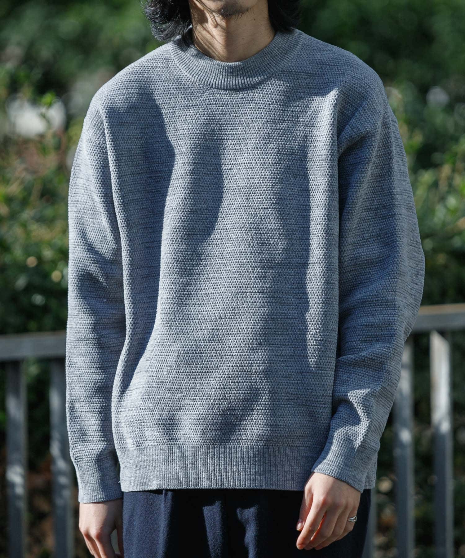 メランジハーフモックプルオーバーニット