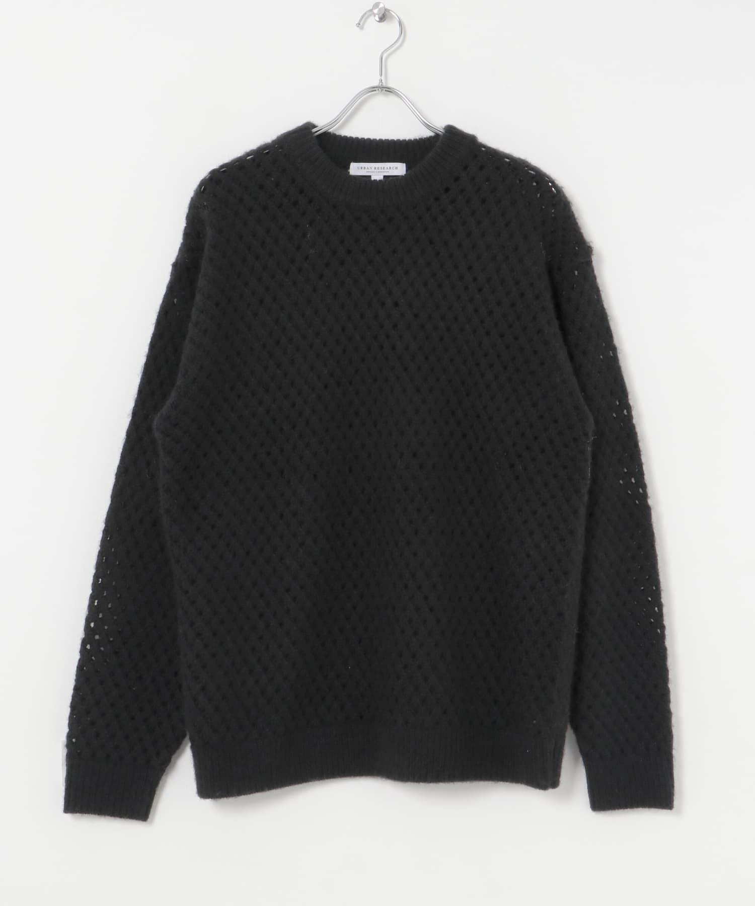 ウールアクリルメッシュニット BLACK M