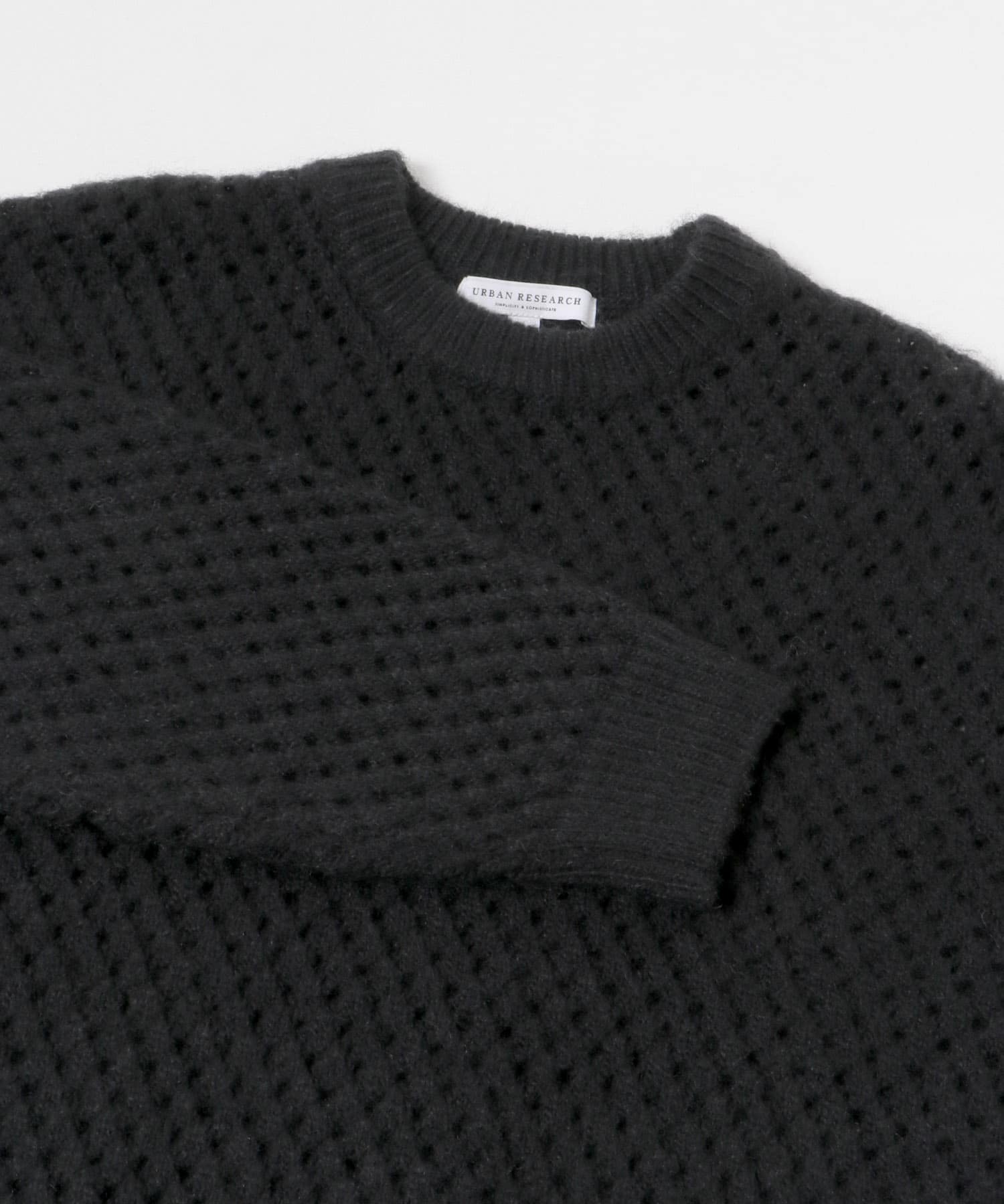 ウールアクリルメッシュニット BLACK M