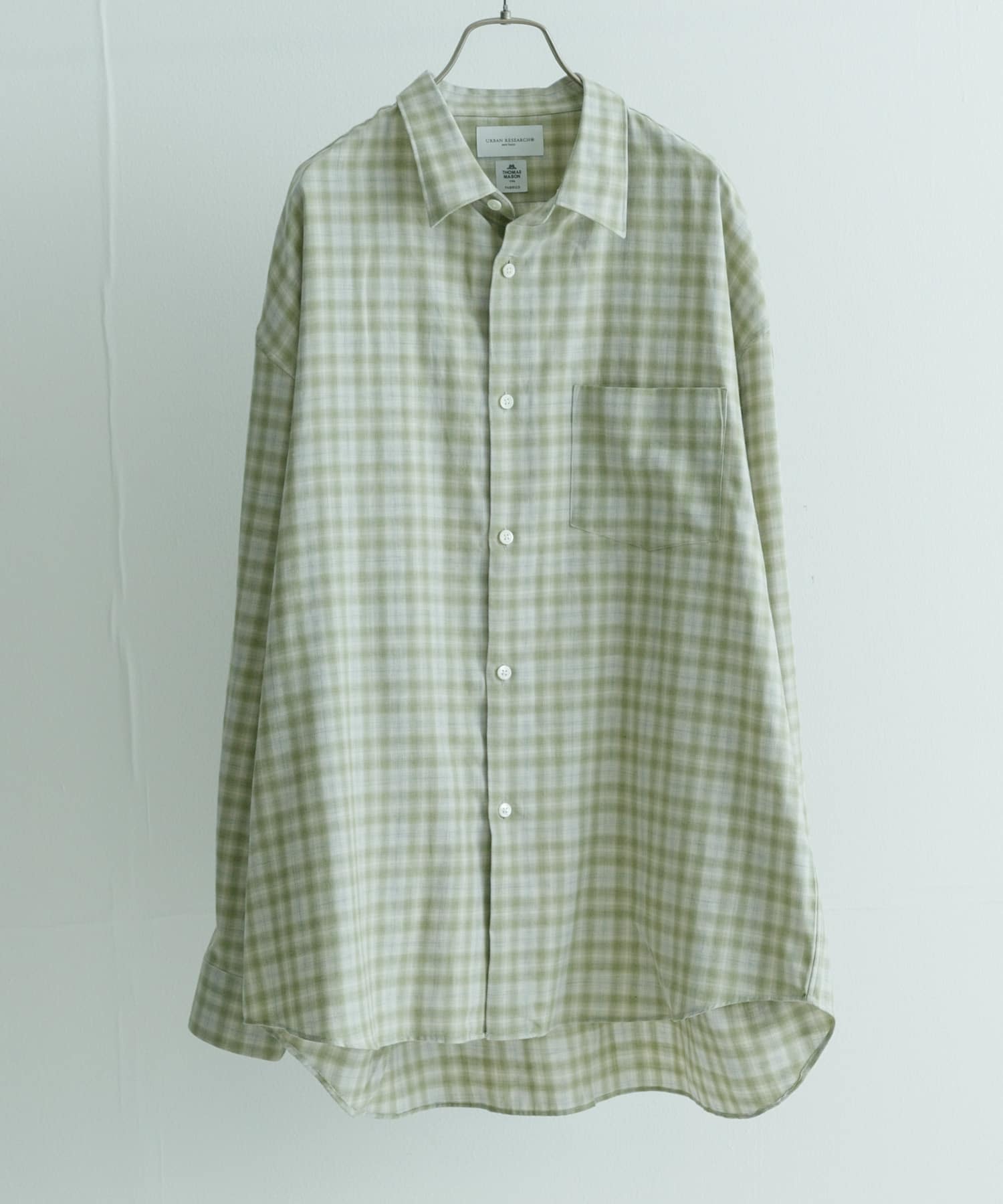 new basic トーマスメイソンオーバーネルシャツ GREEN CH M