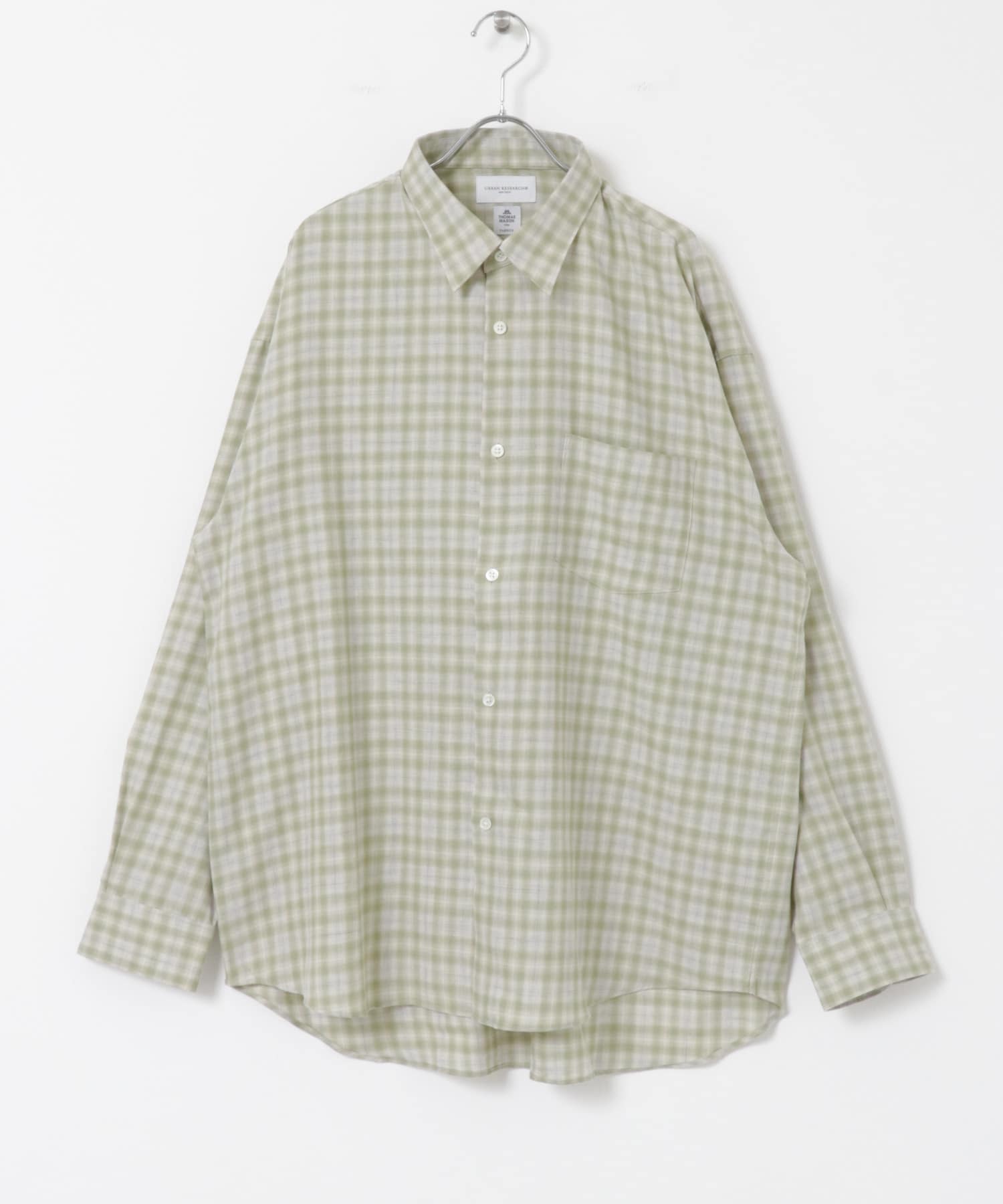 new basic トーマスメイソンオーバーネルシャツ GREEN CH M