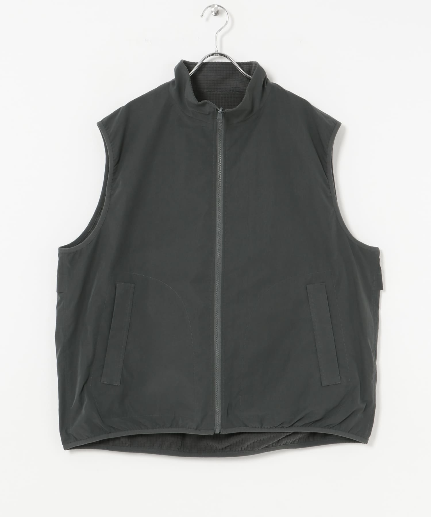 『撥水』『リバーシブル』new basic REVERSIBLE MIL STAND VEST CHARCOAL M
