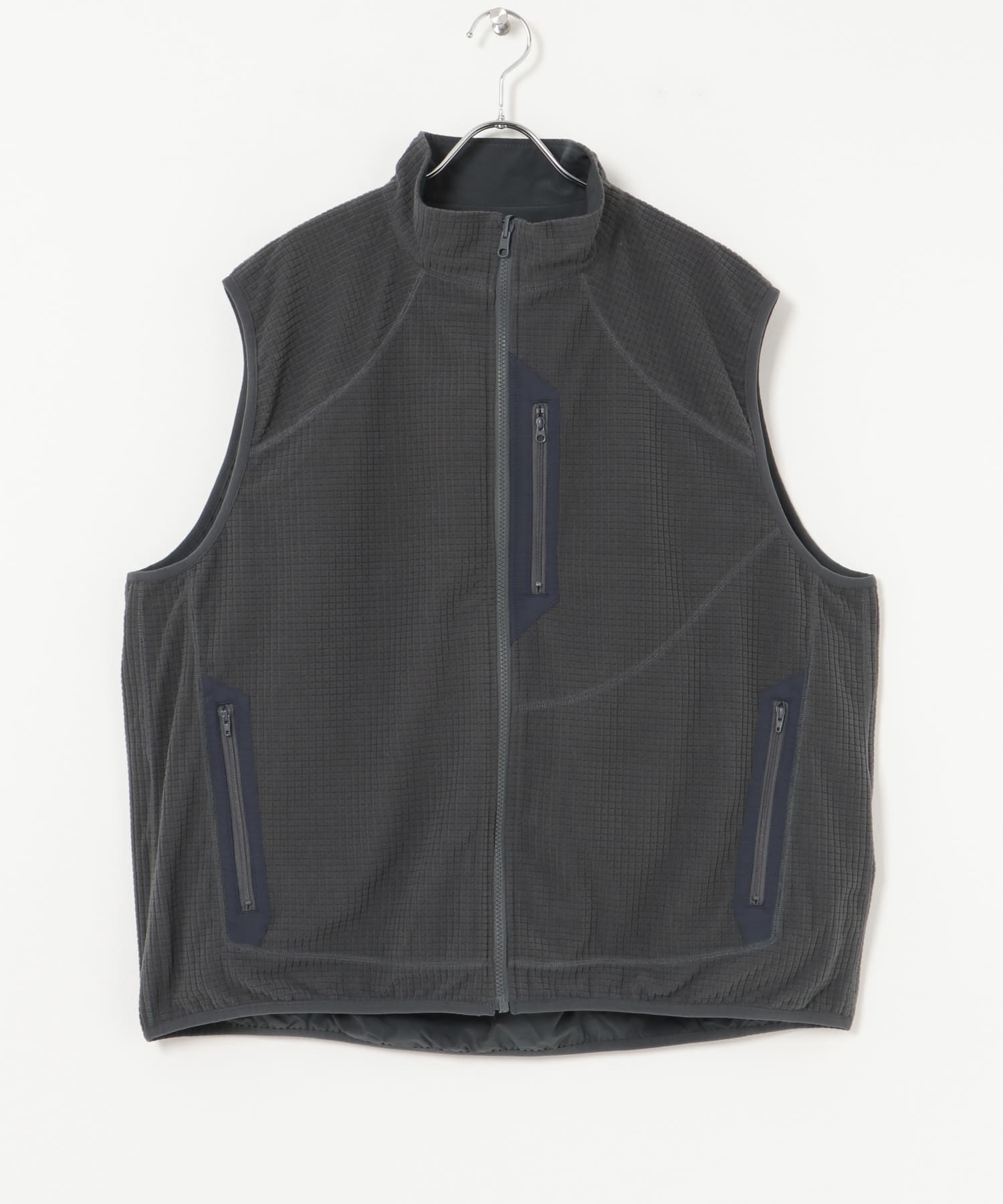 『撥水』『リバーシブル』new basic REVERSIBLE MIL STAND VEST CHARCOAL M