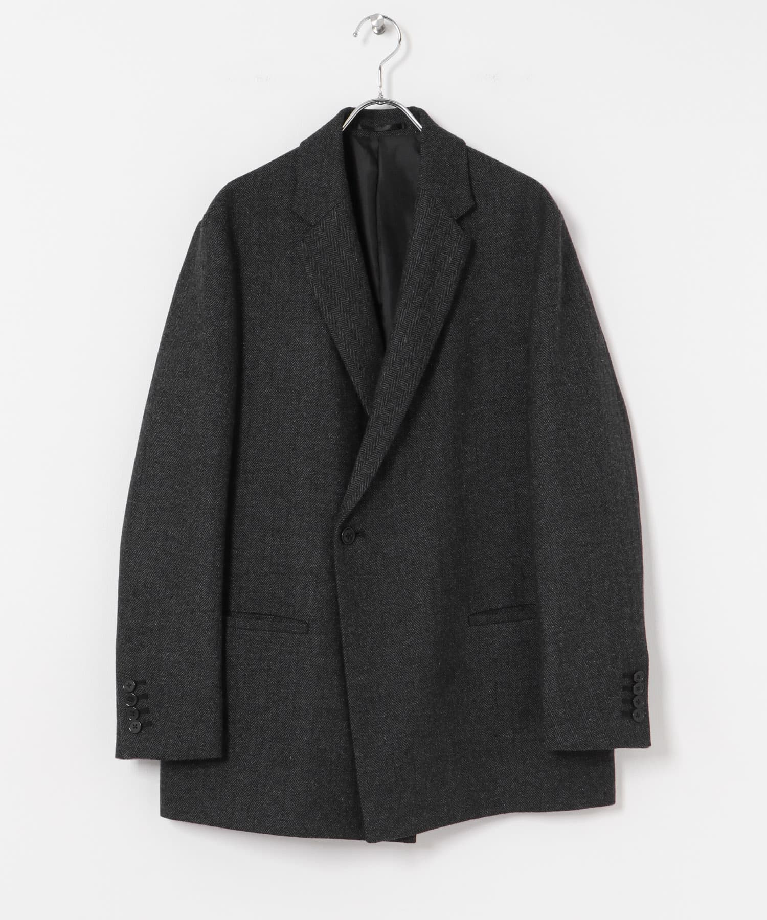 『セットアップ対応』new basic ヘリンボーンセミダブルジャケット CHARCOAL M