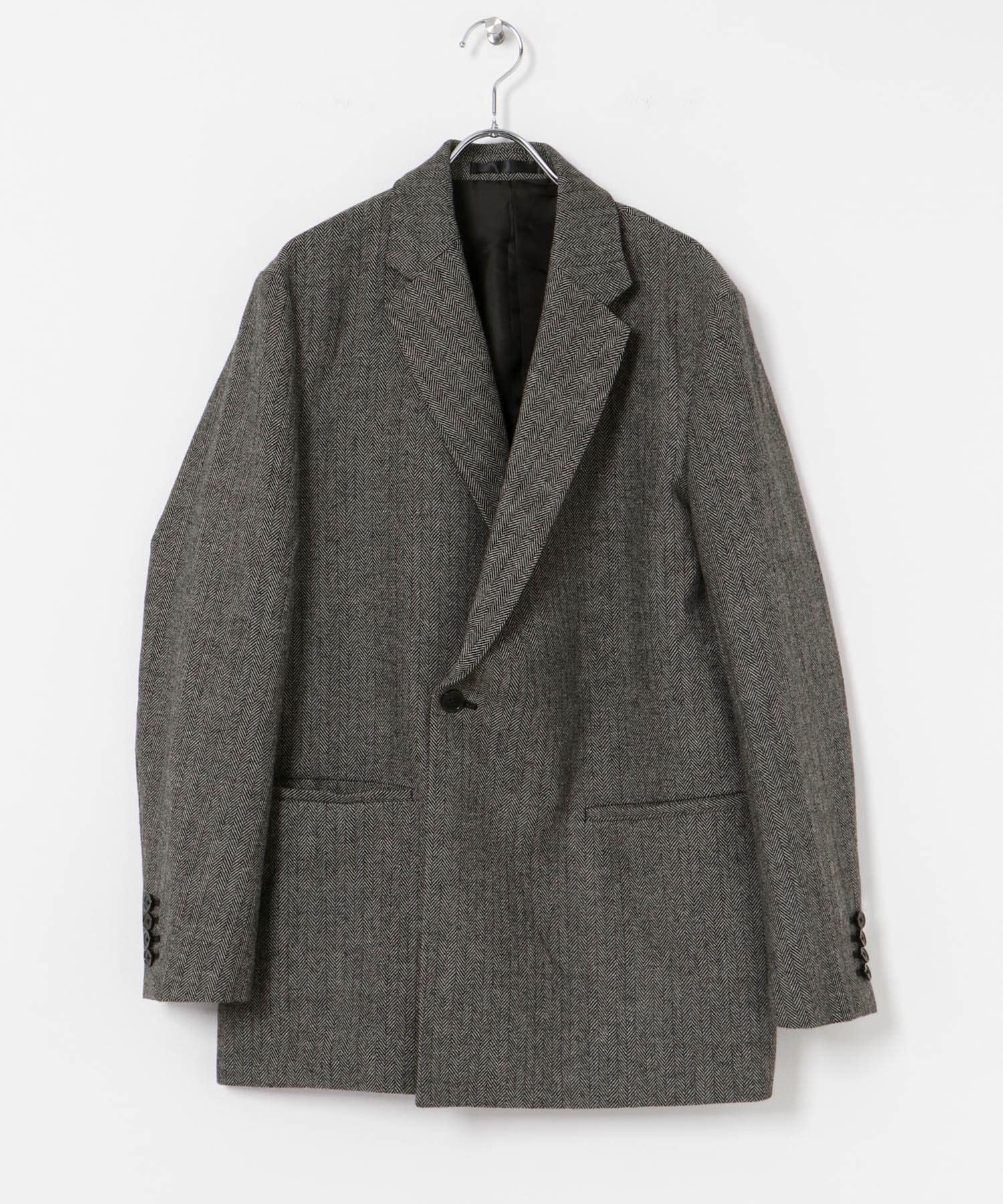 『セットアップ対応』new basic ヘリンボーンセミダブルジャケット L.GRAY M