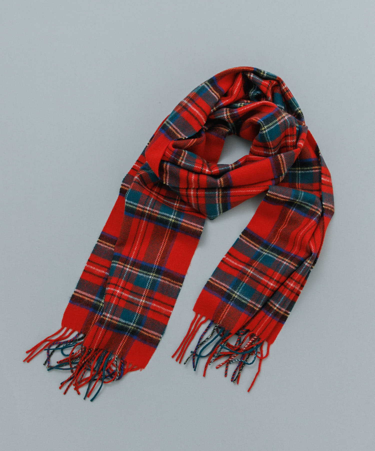 チェックグラデーションカシミヤマフラー RED CHECK FREE