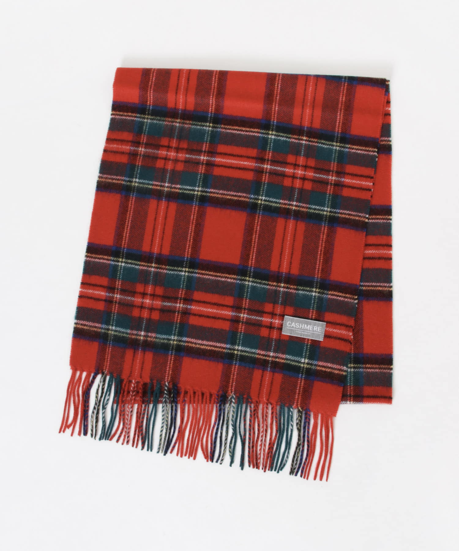 チェックグラデーションカシミヤマフラー RED CHECK FREE