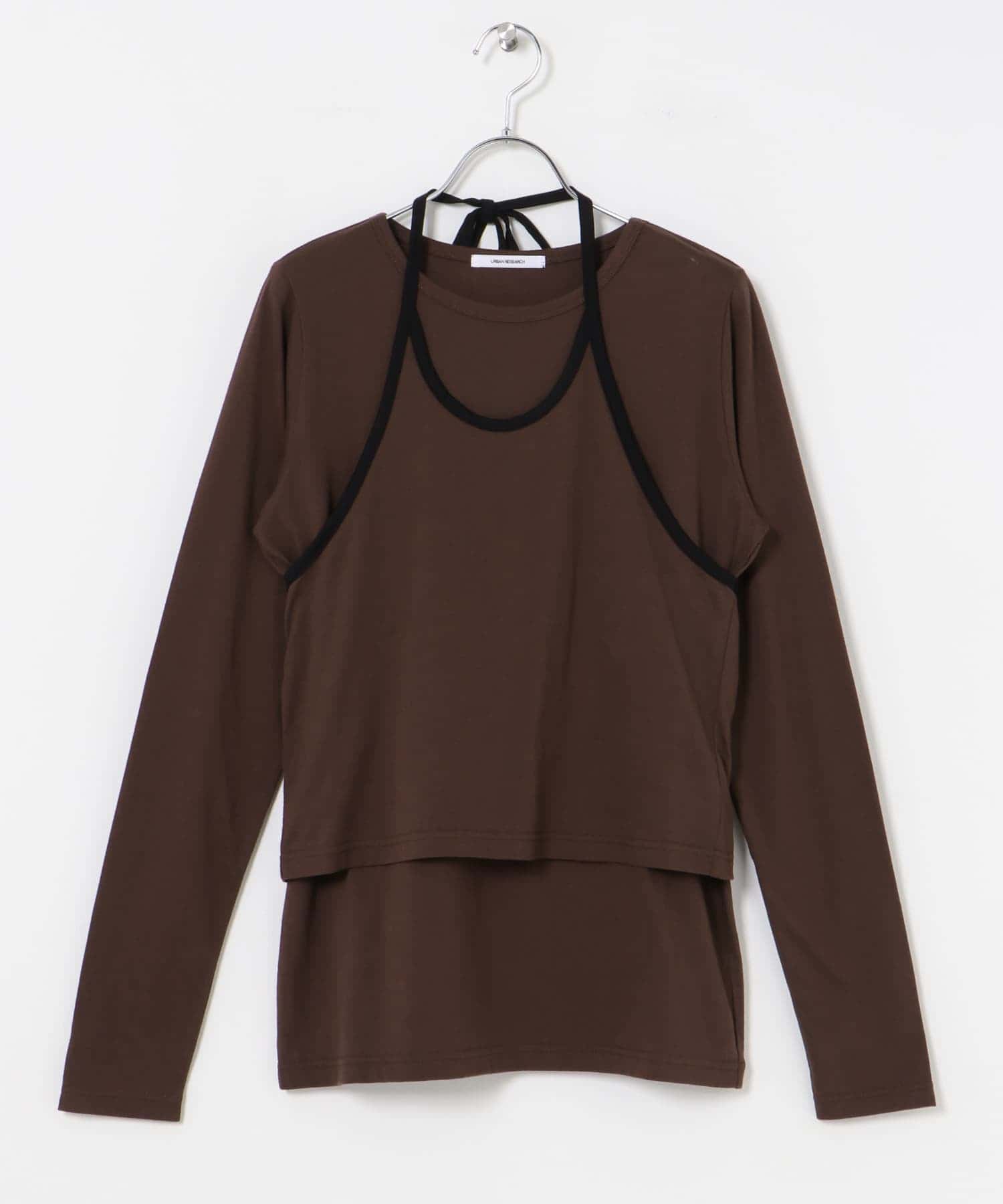 レイヤードデザインカットソー BROWN FREE