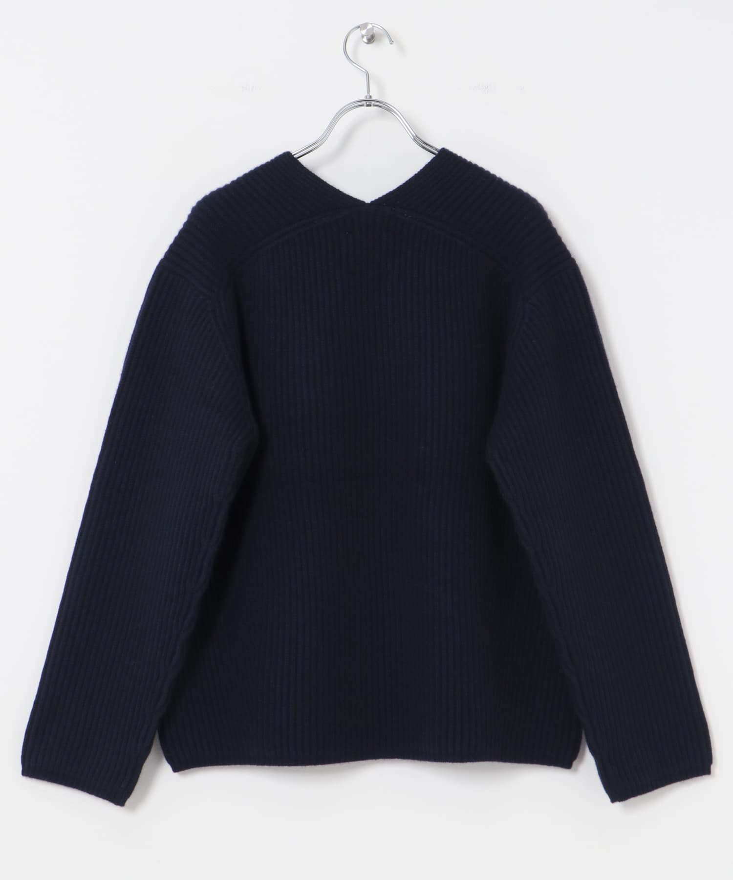 HAMILTON WOOL 畦Vネックニット NAVY FREE