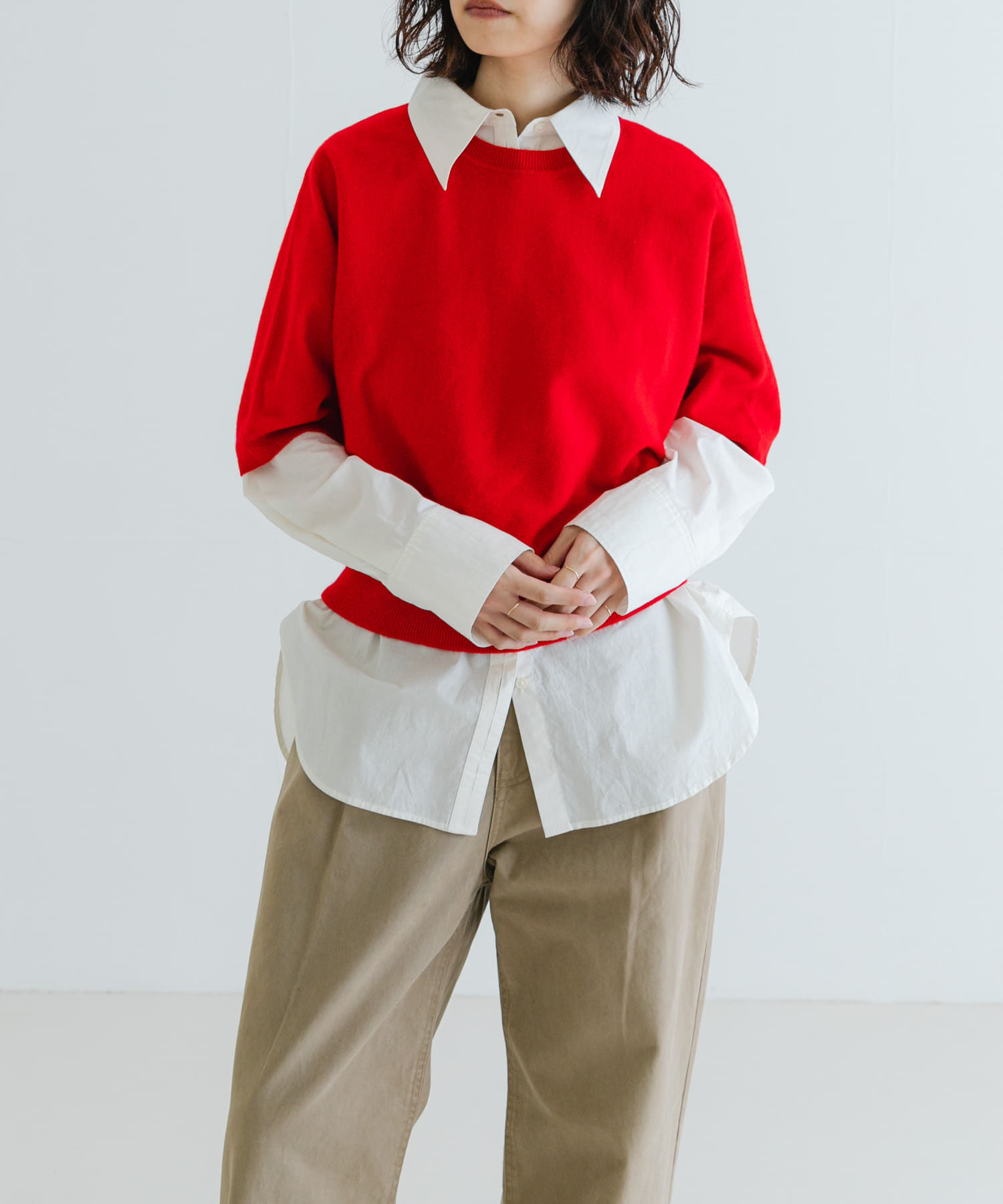 ウールハーフスリーブドルマンニット