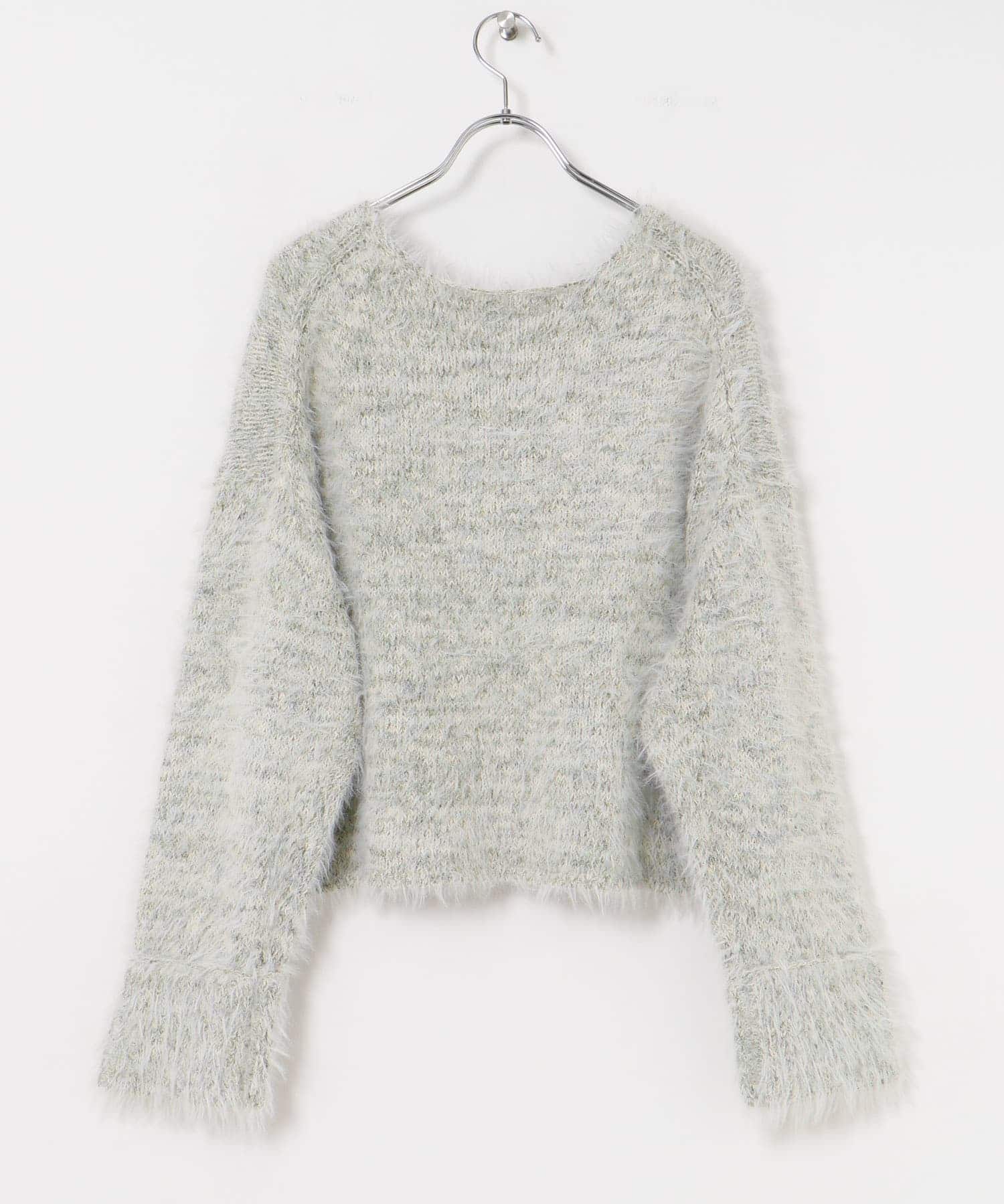 ラメミックスシャギーニット L.GRAY FREE