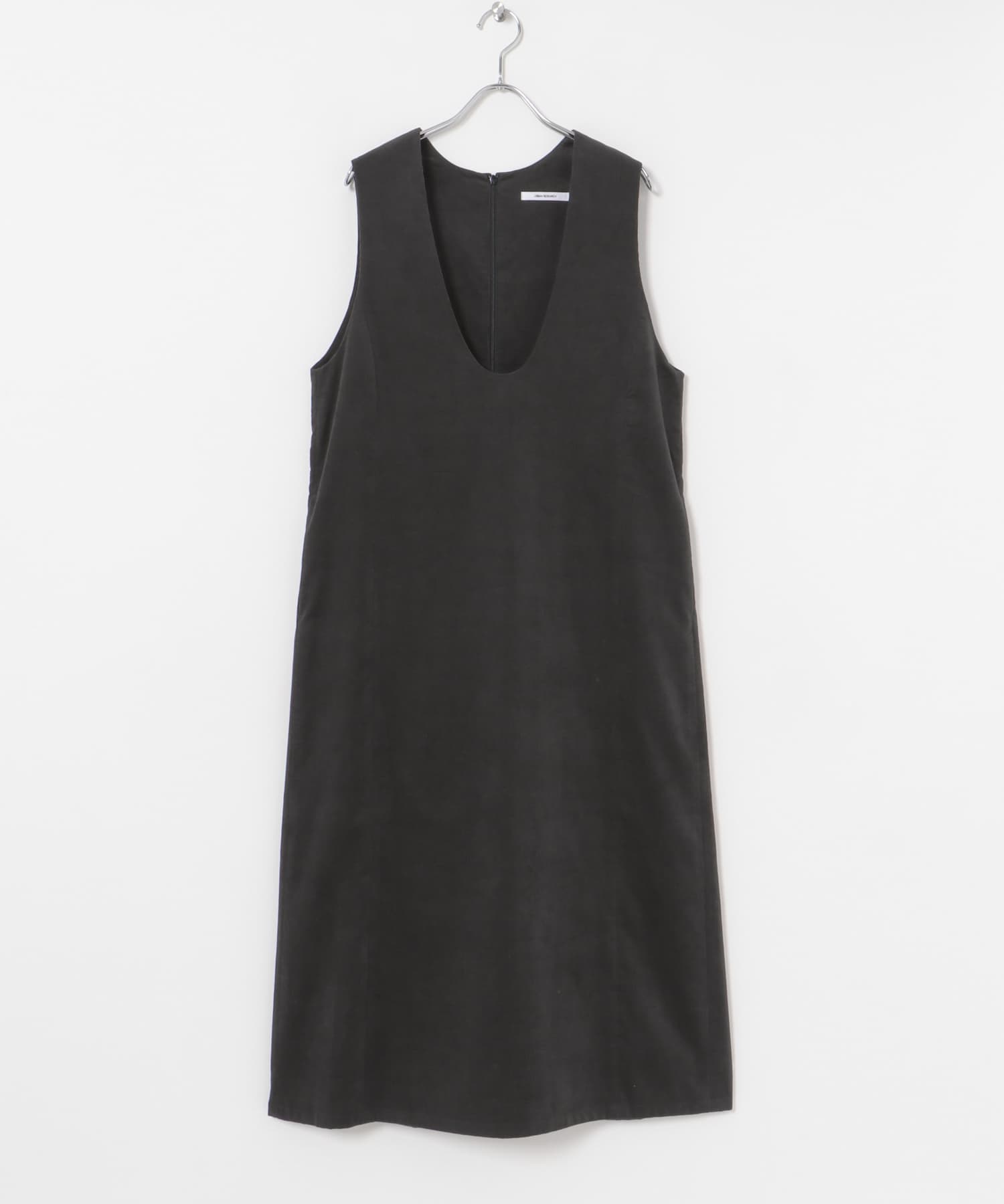 Uネックコーデュロイジャンパーワンピース CHARCOAL FREE