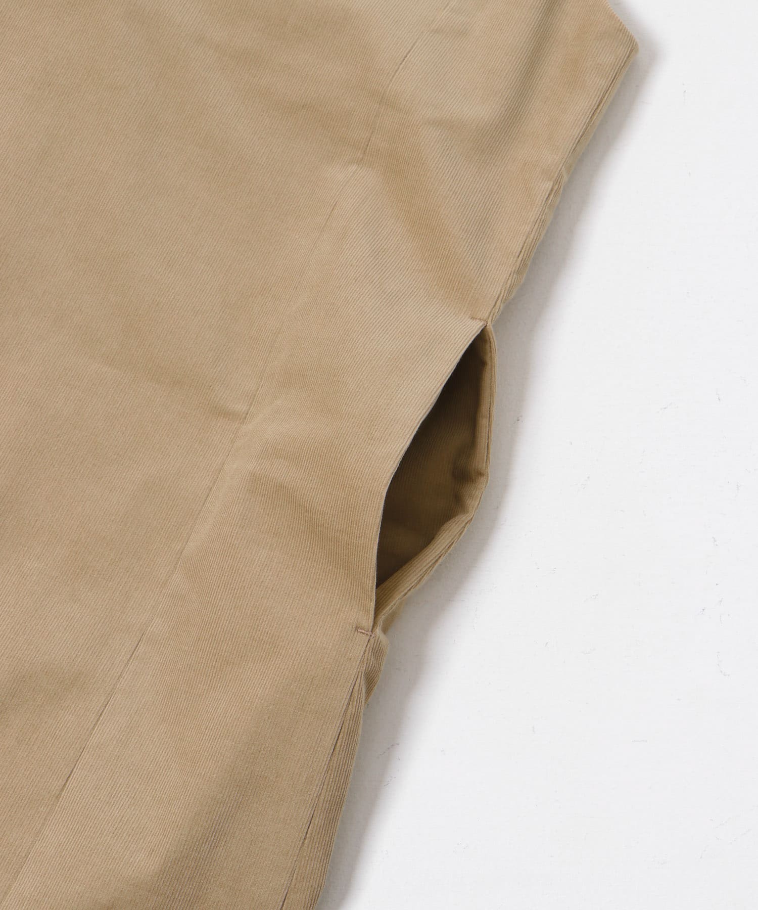 Uネックコーデュロイジャンパーワンピース BEIGE FREE