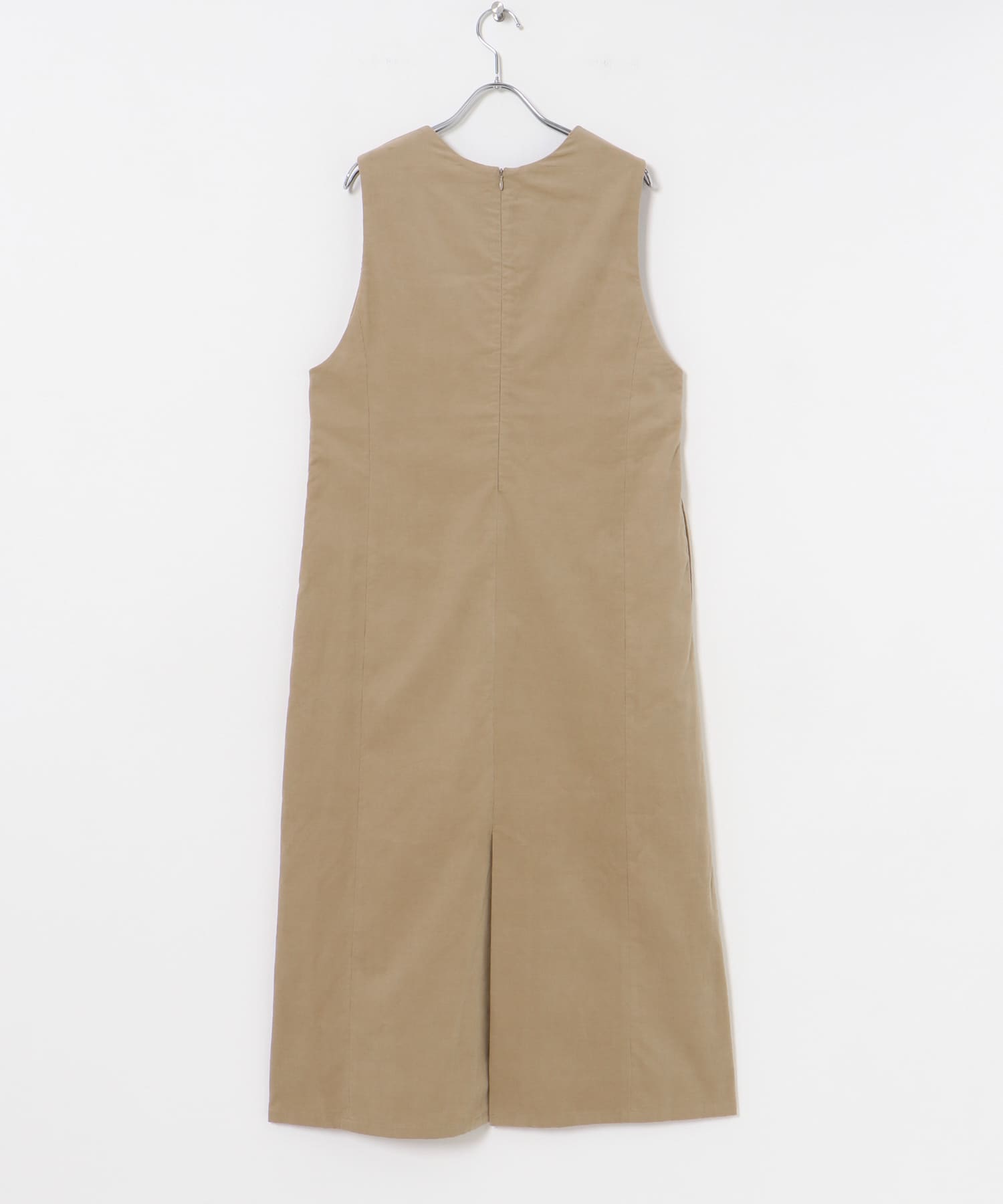 Uネックコーデュロイジャンパーワンピース BEIGE FREE