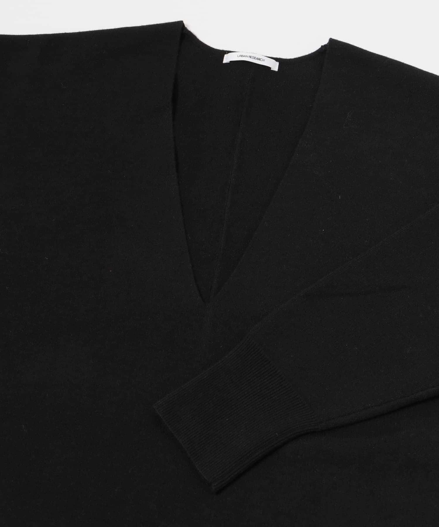 深Vネックニットワンピース BLACK FREE