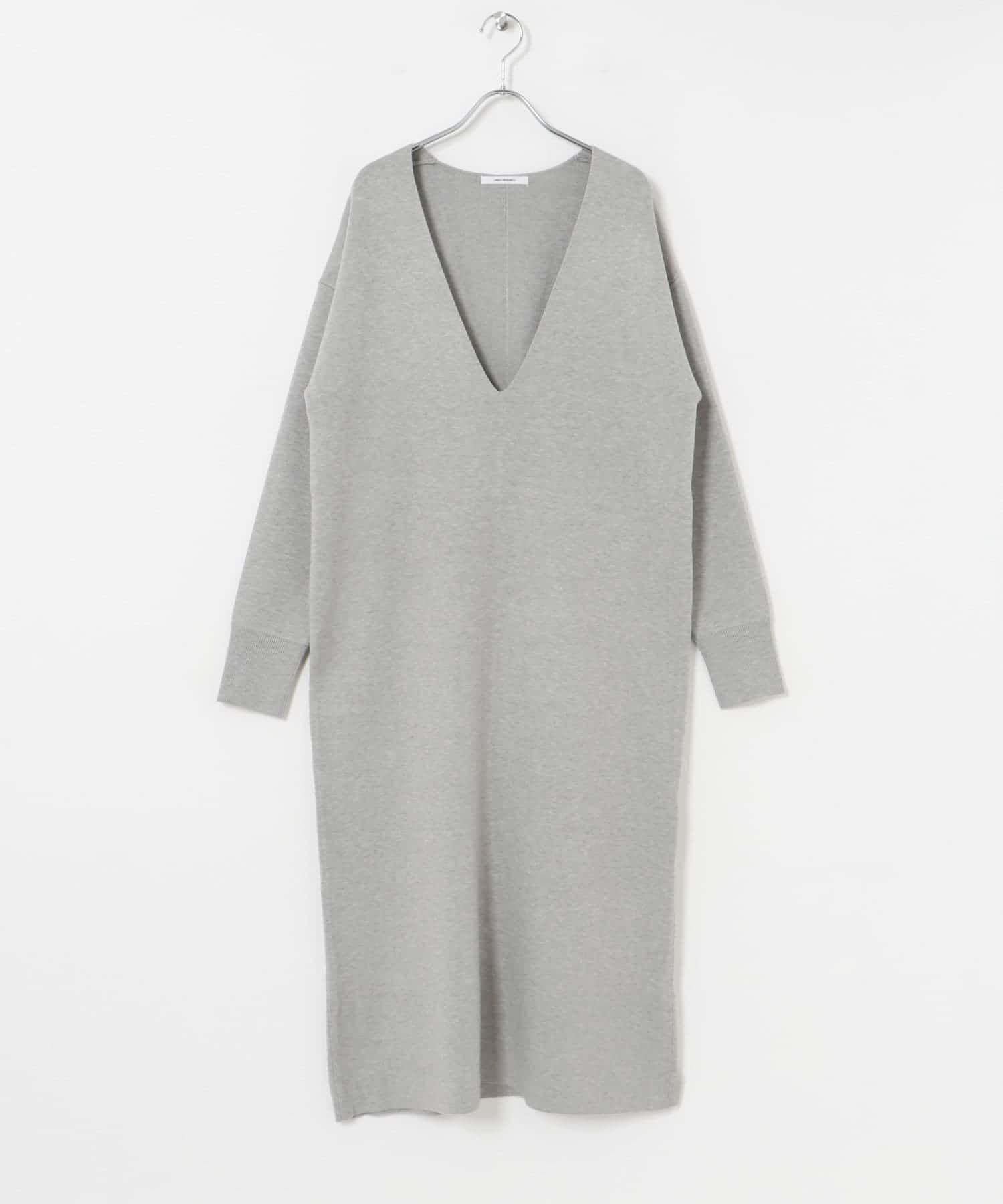 深Vネックニットワンピース GRAY FREE