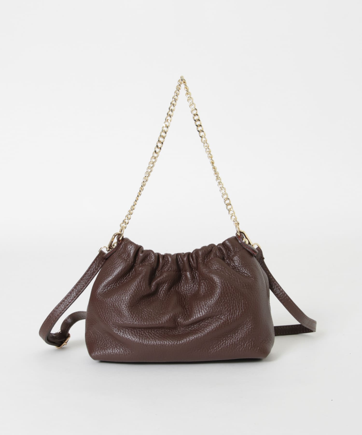 レザーギャザーバッグ BROWN -