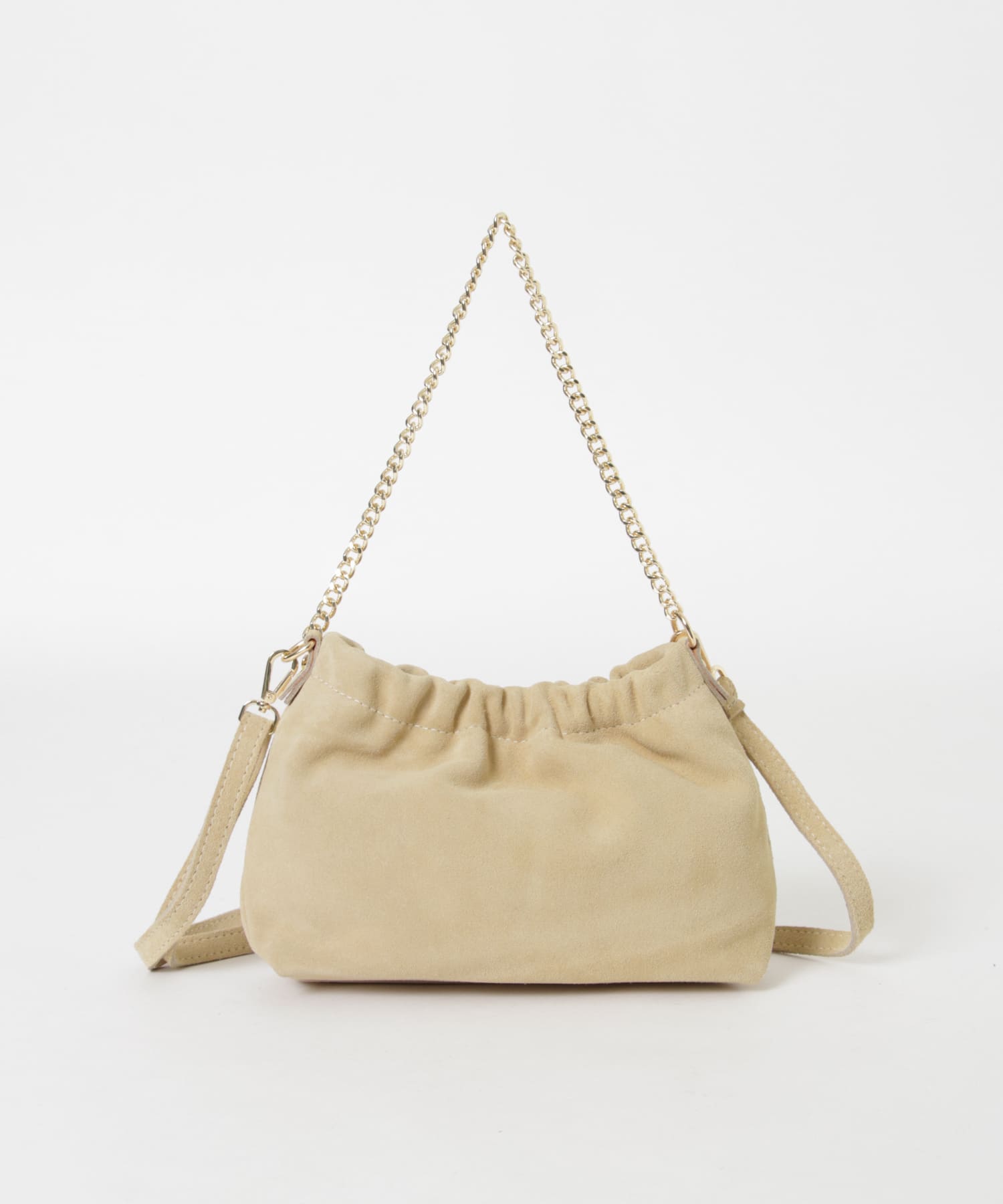 レザーギャザーバッグ BEIGE -