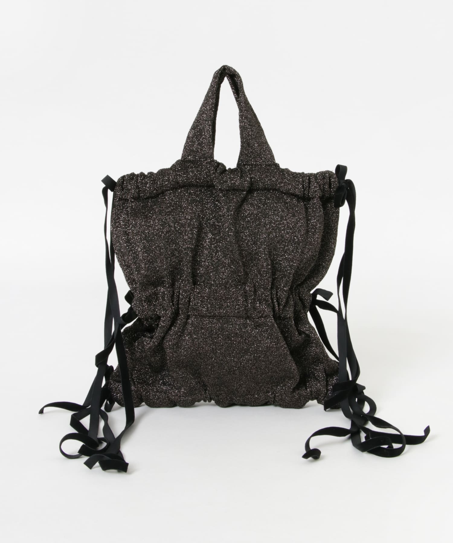 ラメニットリボンバッグ BROWN -