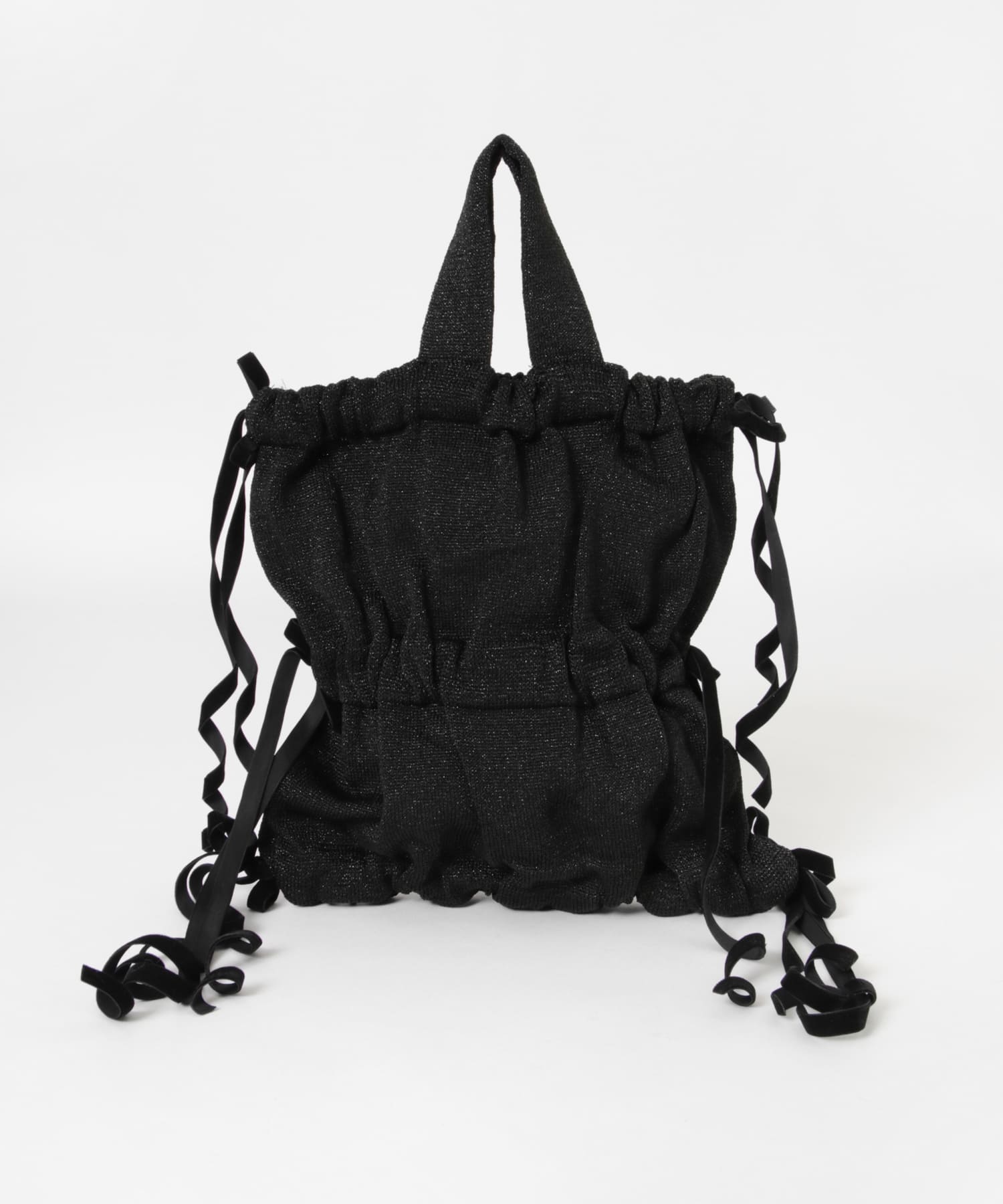 ラメニットリボンバッグ BLACK -