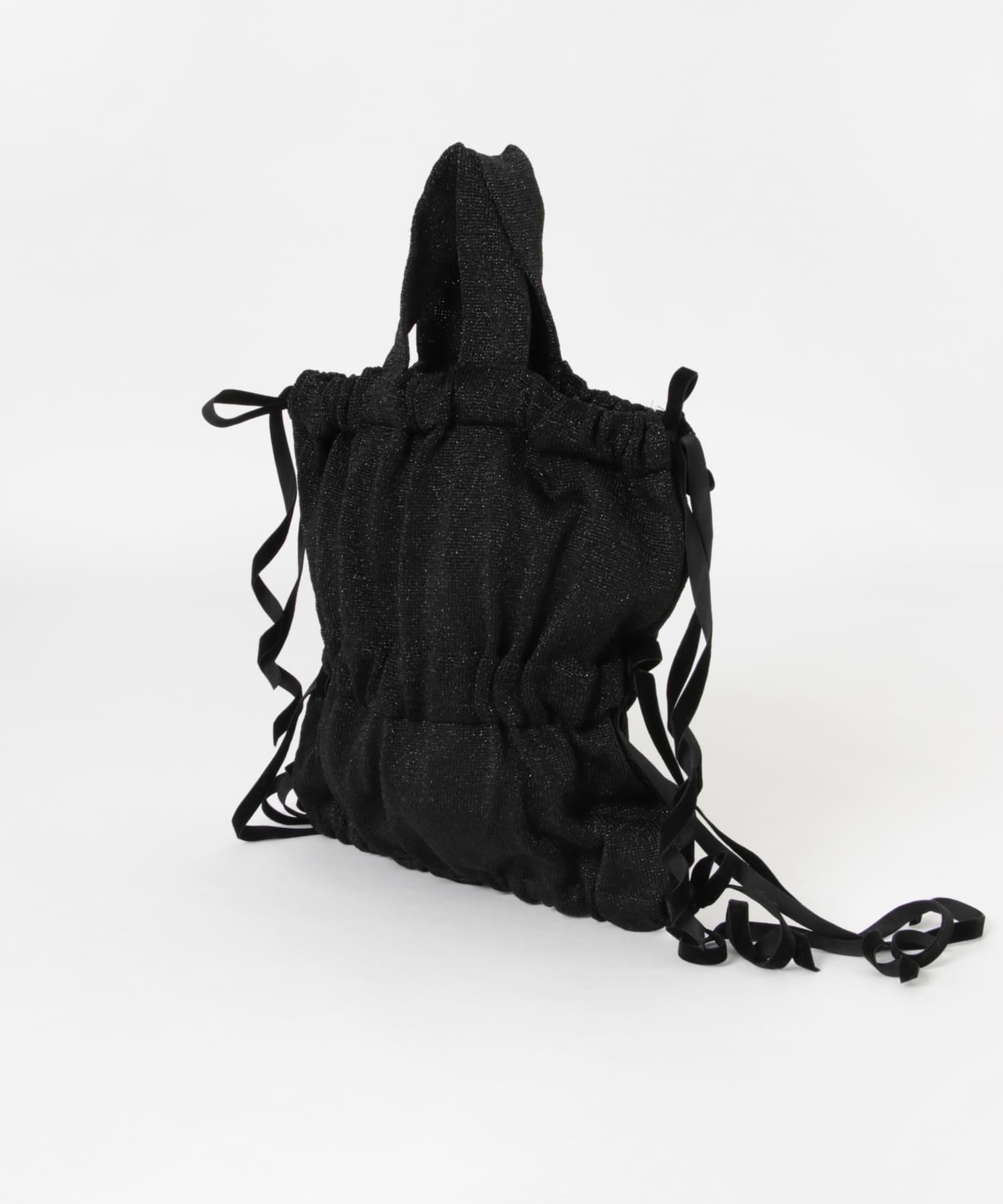 ラメニットリボンバッグ BLACK -