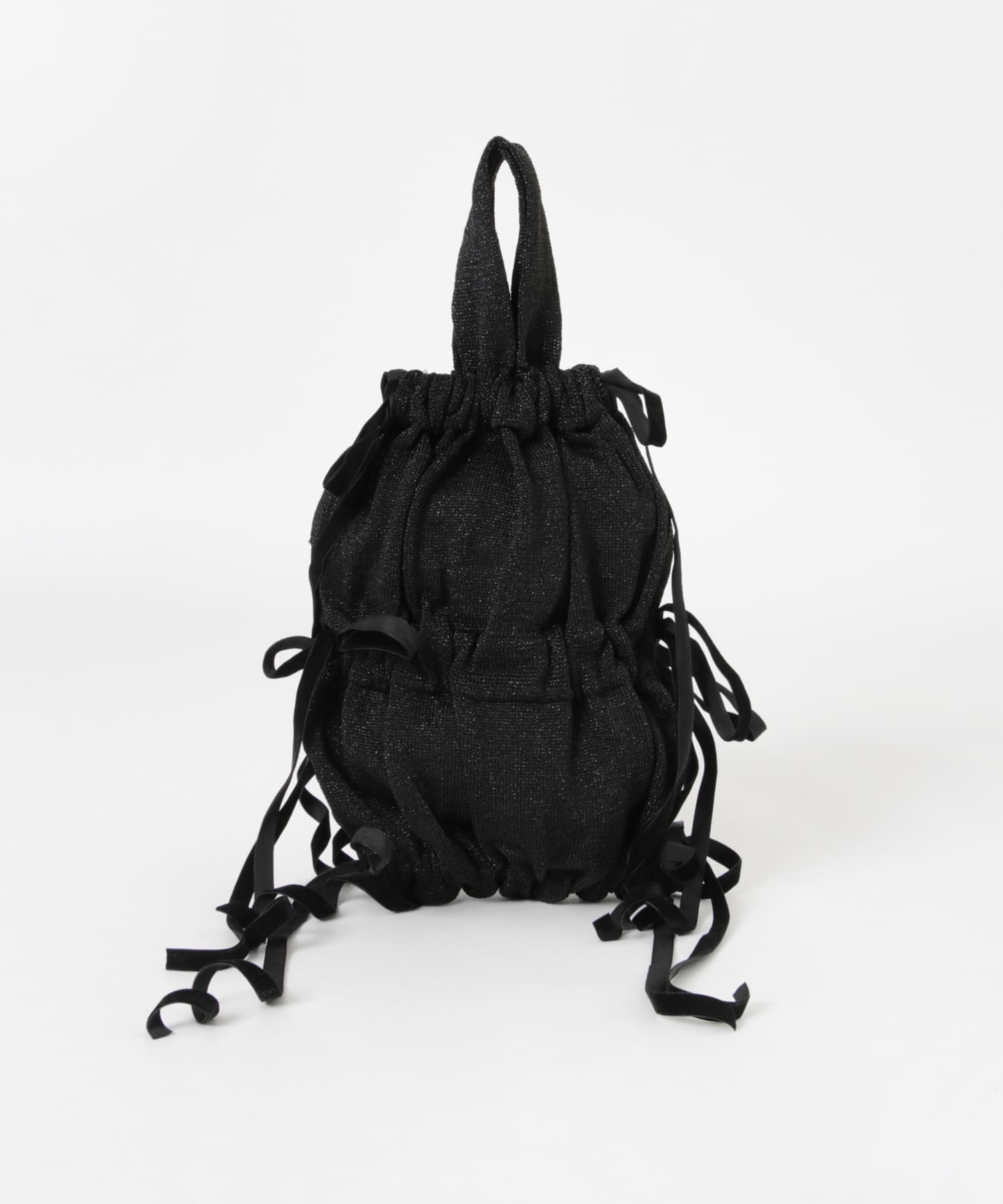 ラメニットリボンバッグ BLACK -