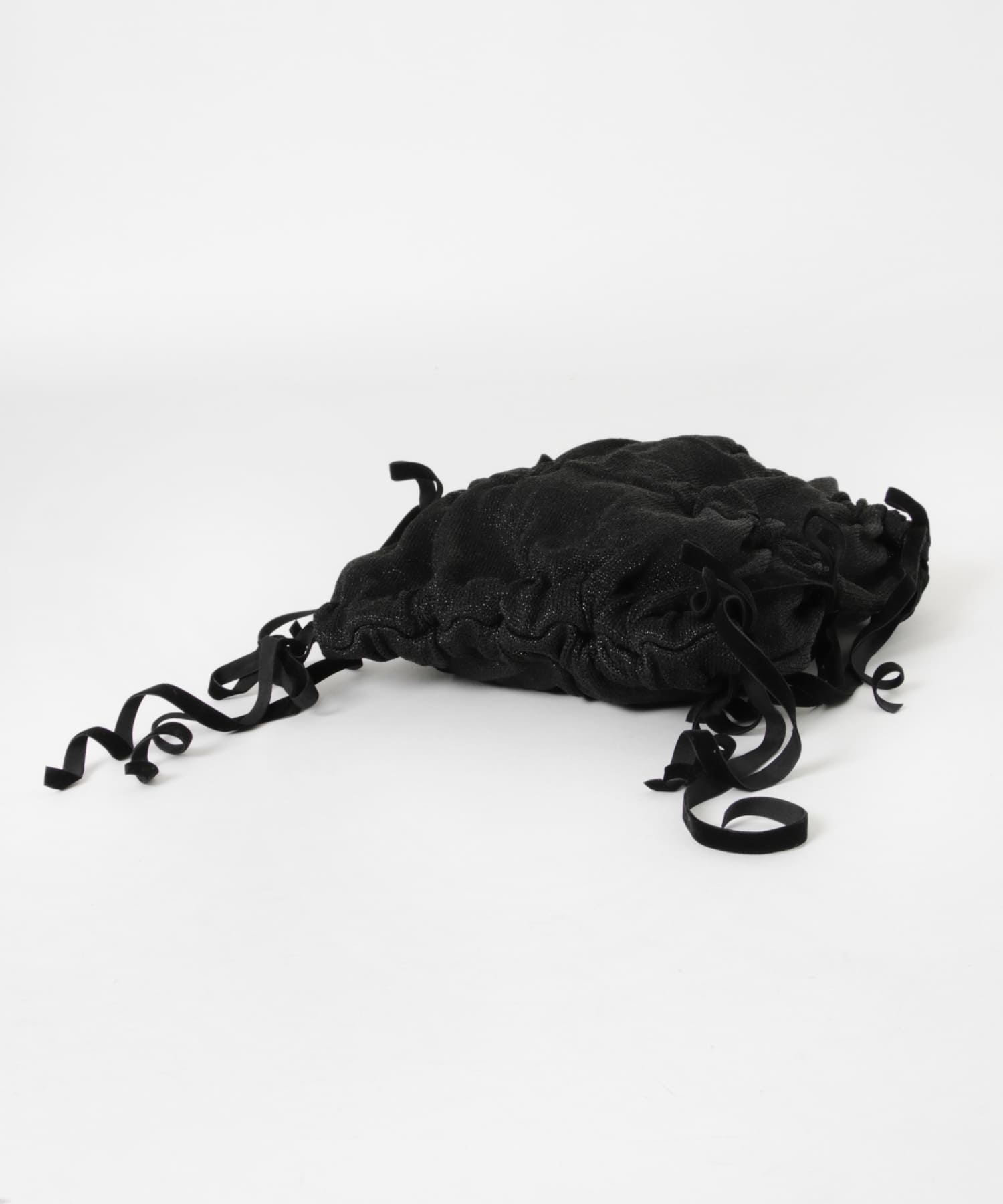 ラメニットリボンバッグ BLACK -