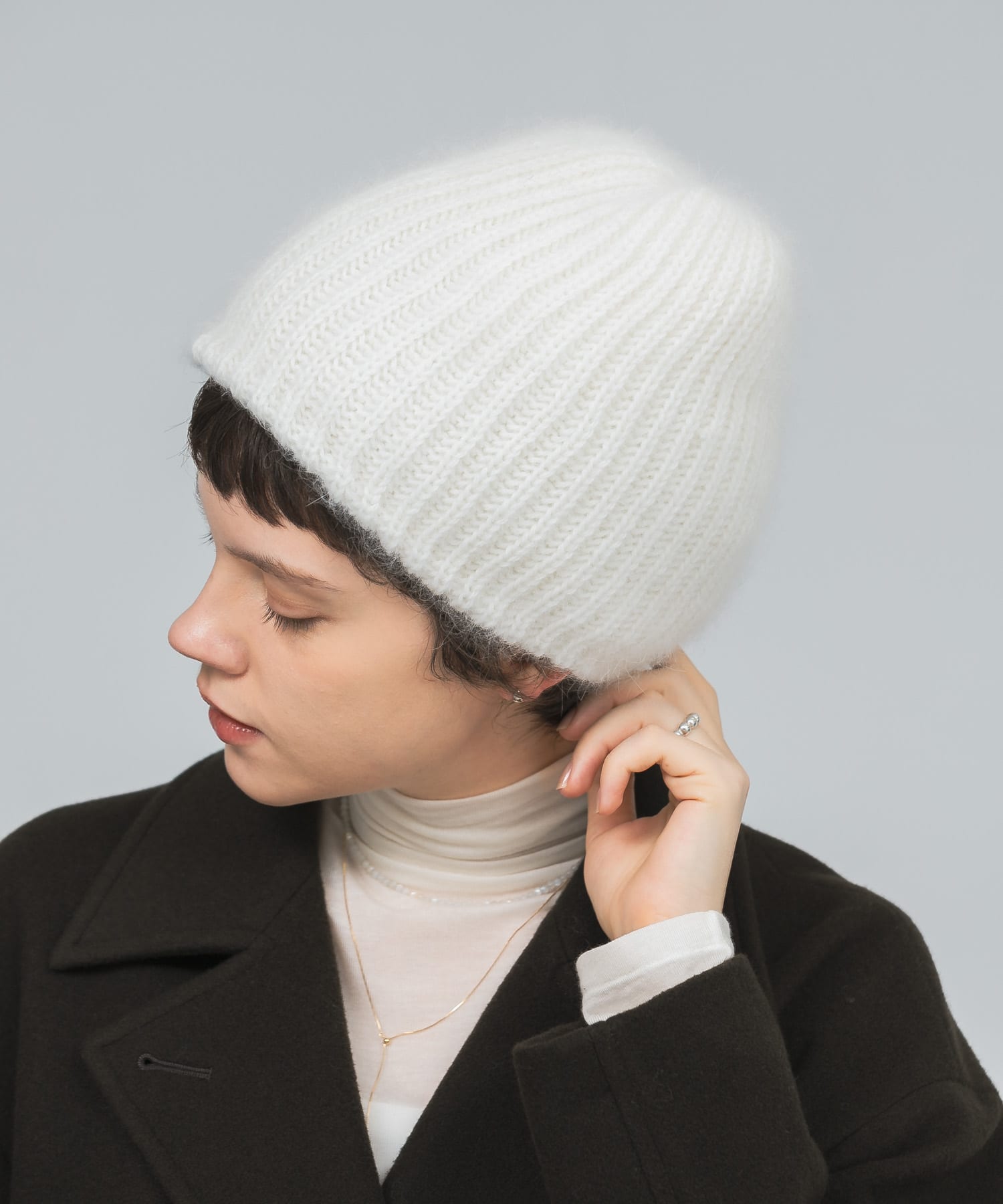 Fratelli Talli　ヘアリーニットキャップ WHITE FREE