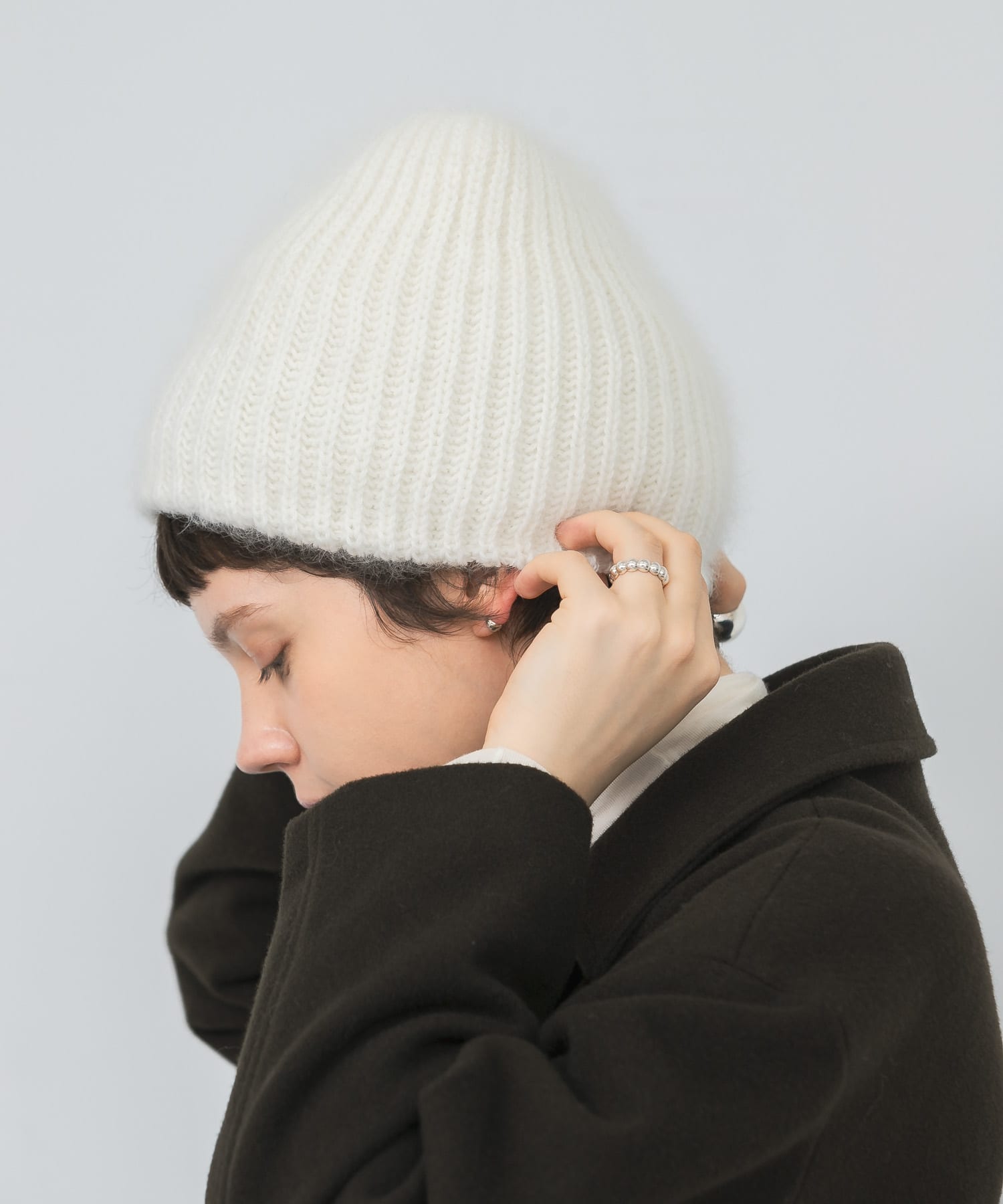 Fratelli Talli　ヘアリーニットキャップ WHITE FREE