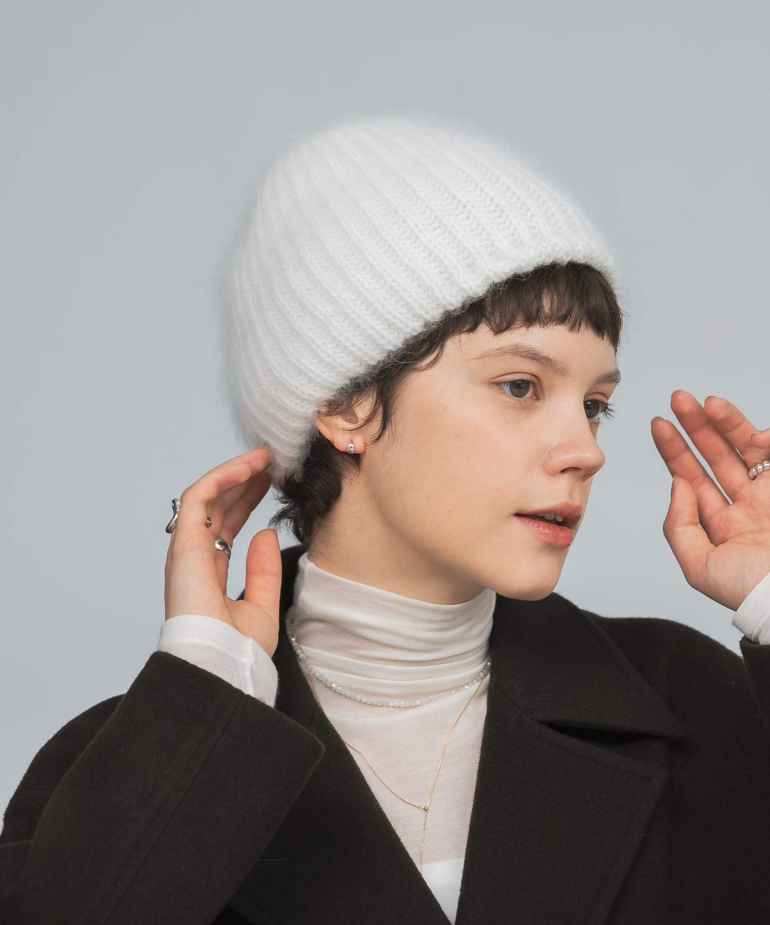 Fratelli Talli　ヘアリーニットキャップ WHITE FREE