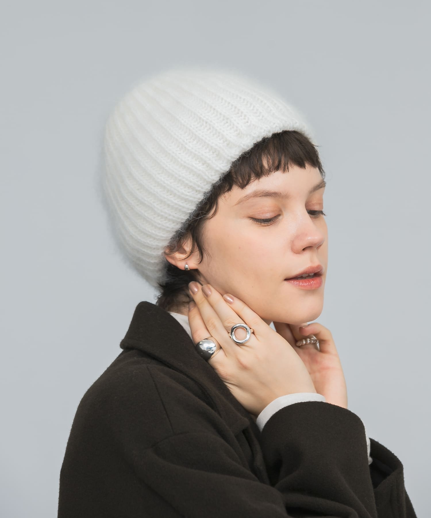 Fratelli Talli　ヘアリーニットキャップ WHITE FREE