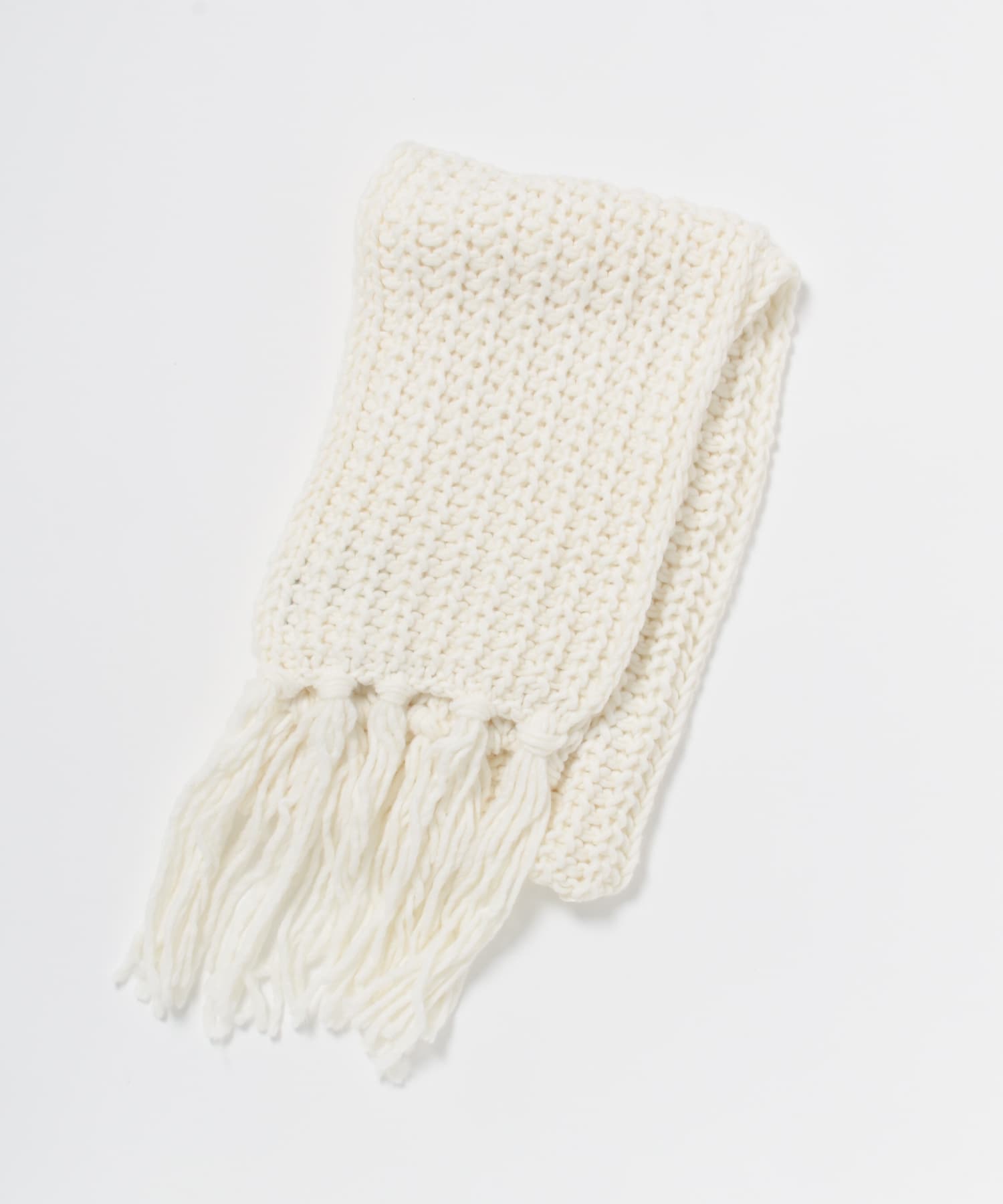 Fratelli Talli　フリンジニットマフラー WHITE FREE