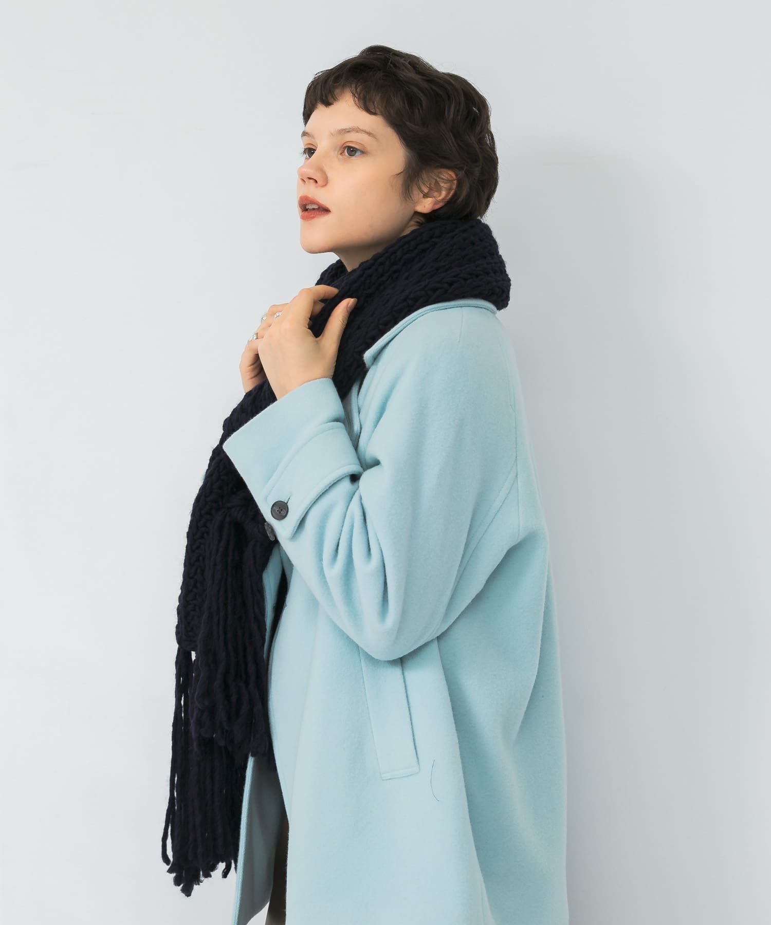 Fratelli Talli　フリンジニットマフラー NAVY FREE