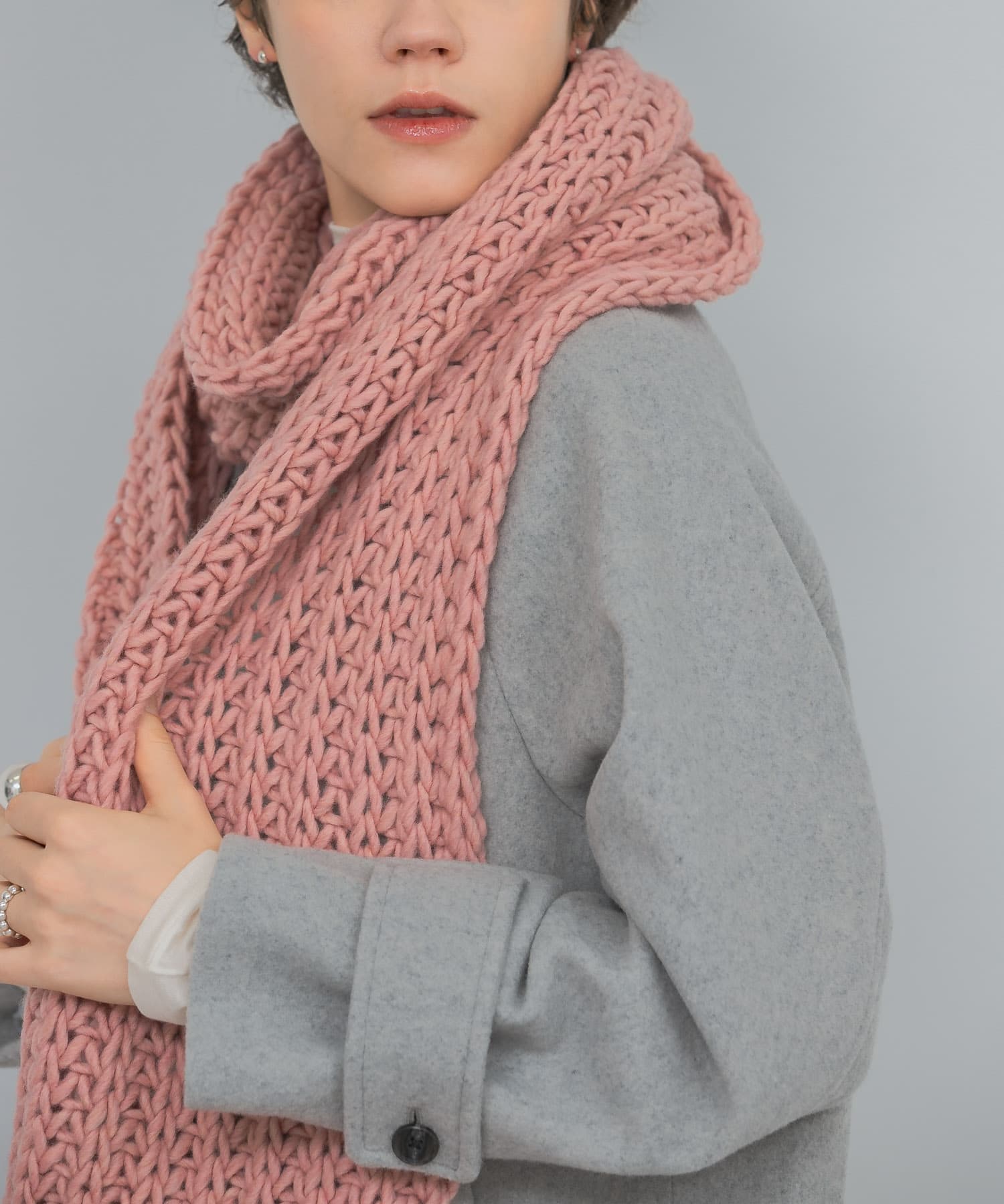Fratelli Talli　フリンジニットマフラー PINK FREE