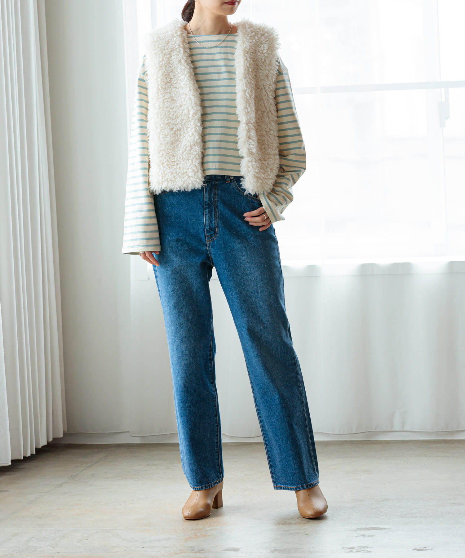シープレザーショートブーツ BEIGE 36