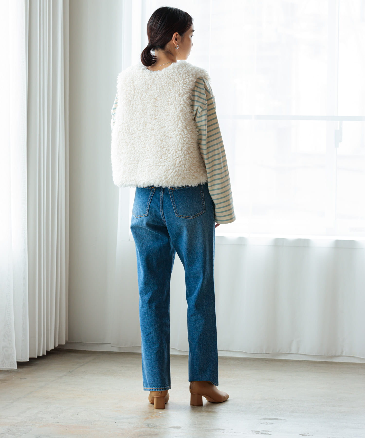 シープレザーショートブーツ BEIGE 36