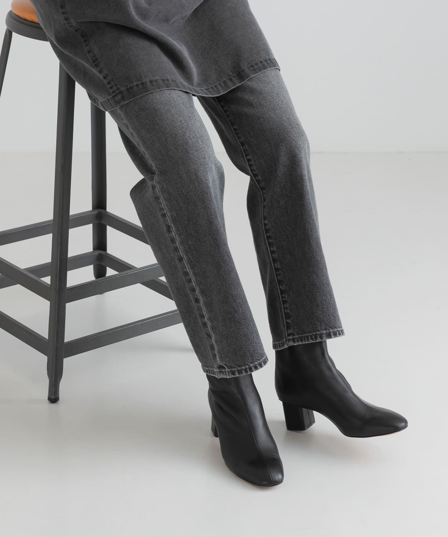 シープレザーショートブーツ BLACK 36